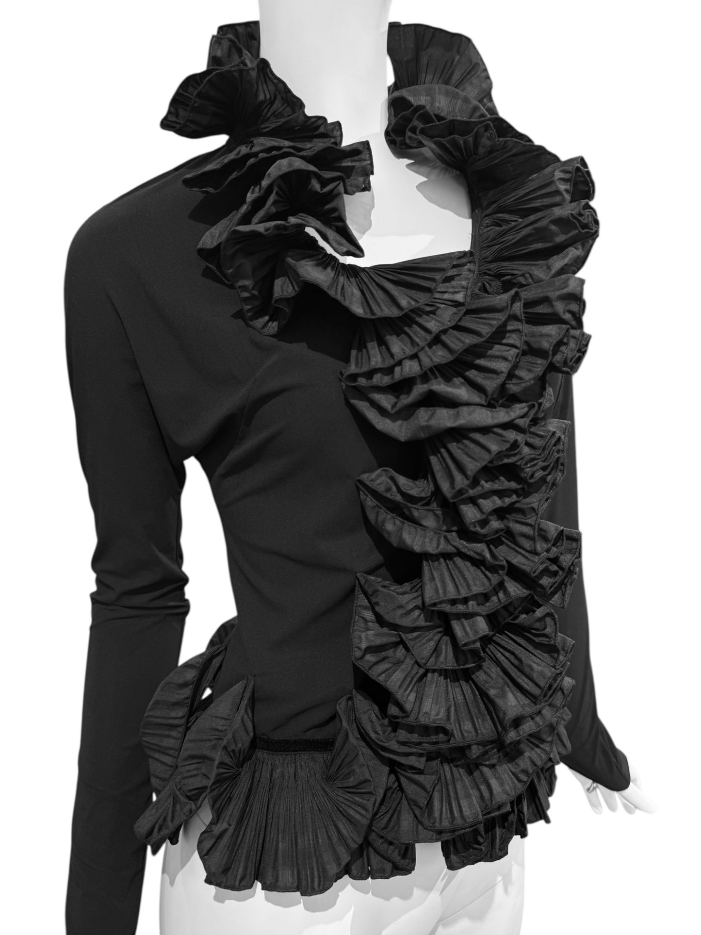 NATHALIE GARÇON 2000s BLACK RUFFLES SHIRT