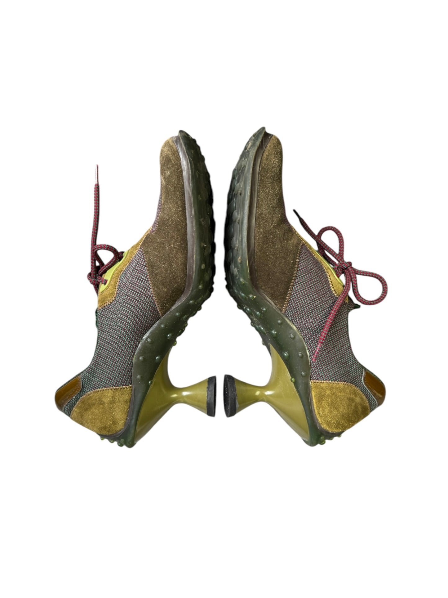 MIU MIU FW1999 KHAKI LEATHER BUBBLE SOLE HEELS