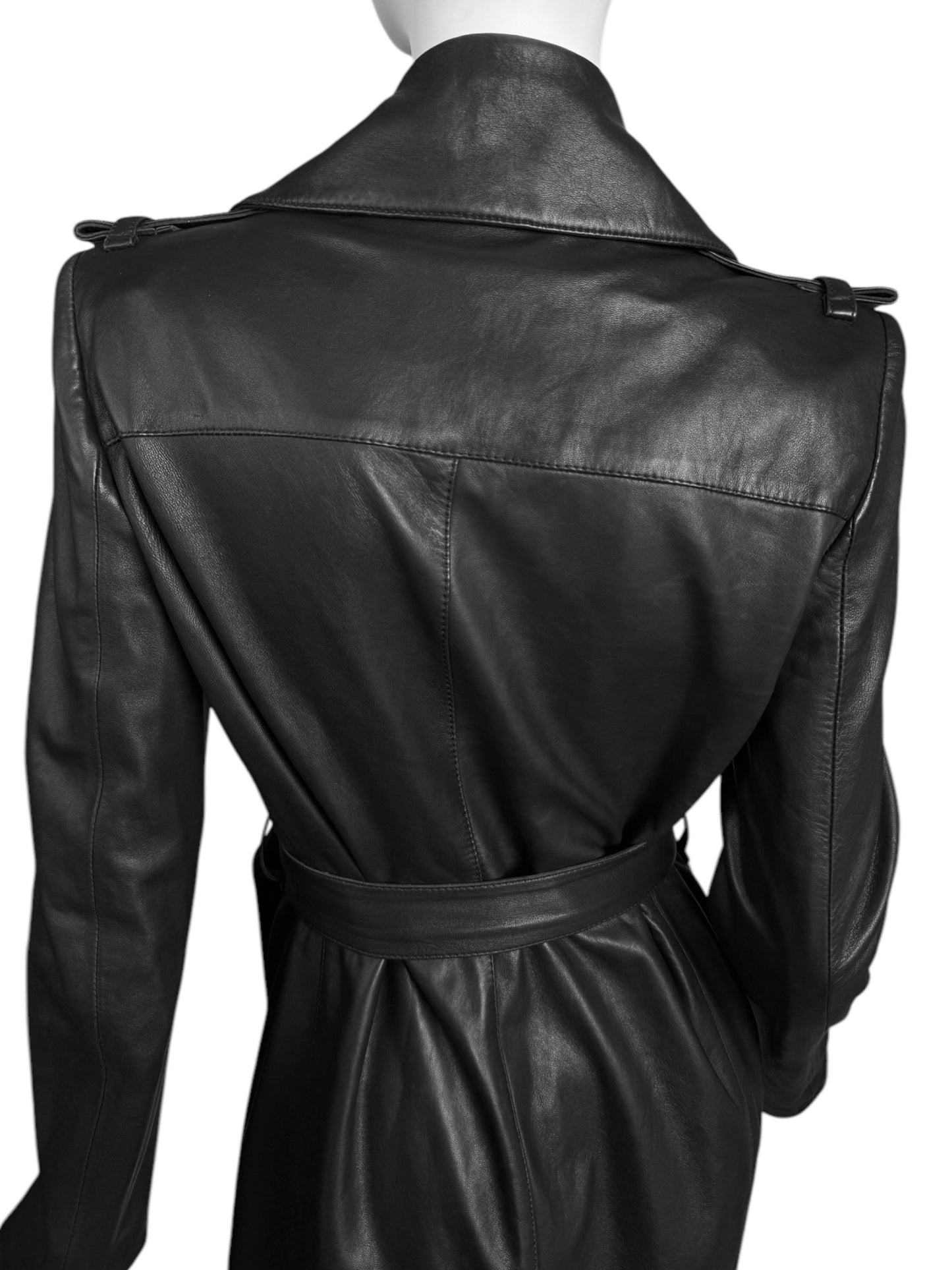 PLEIN SUD JEANS 2000s BLACK LEATHER ZIP SLEEVES COAT