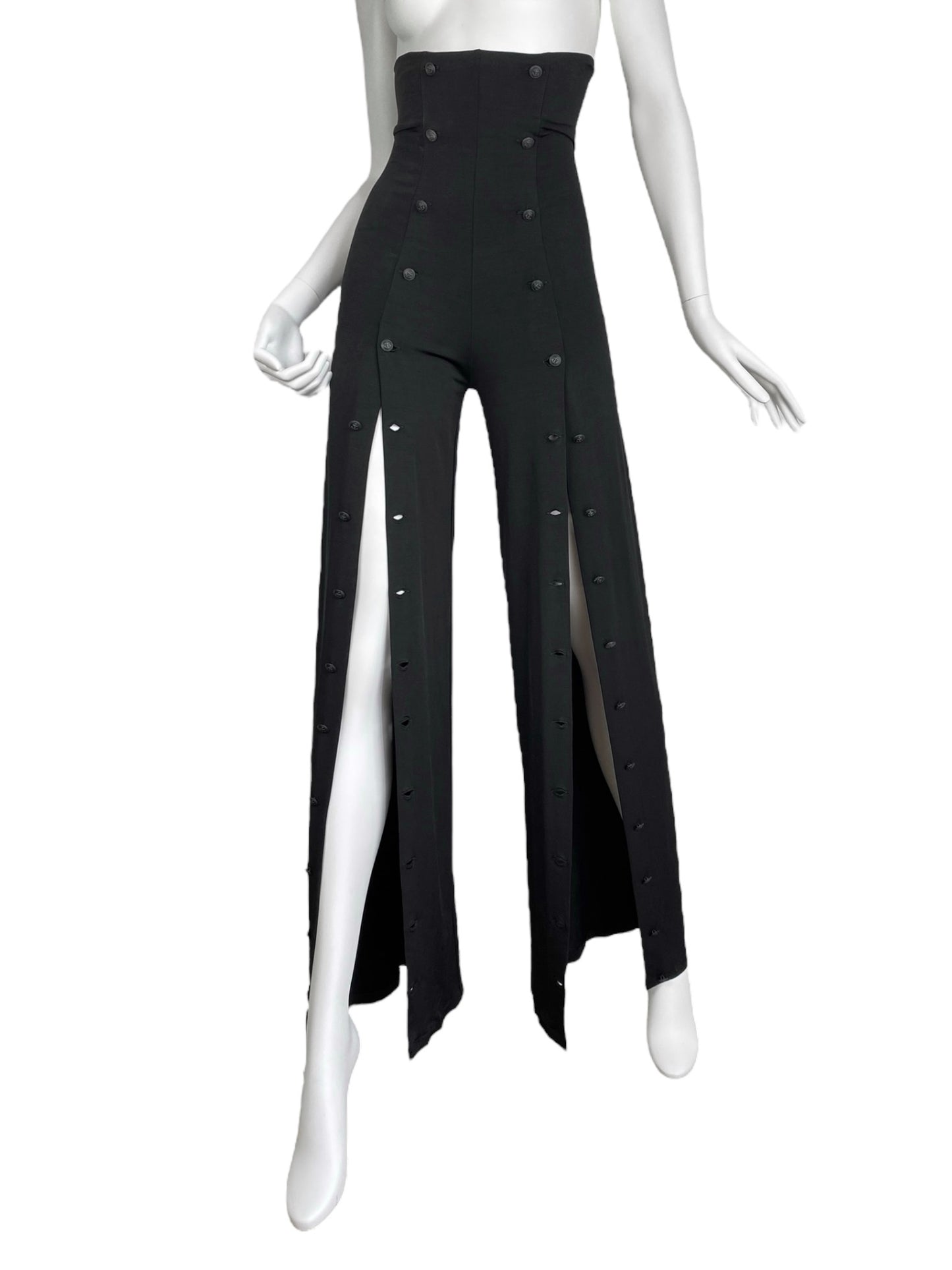 PLEIN SUD SS1990 BLACK HIGH WAISTED BUTTONS PANTS