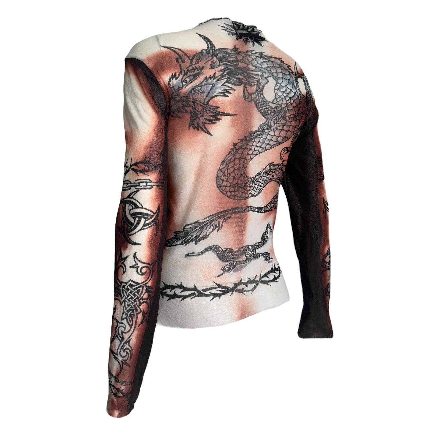 JEAN-PAUL GAULTIER SS1996 BROWN « SAFE SEX FOREVER » MESH TOP