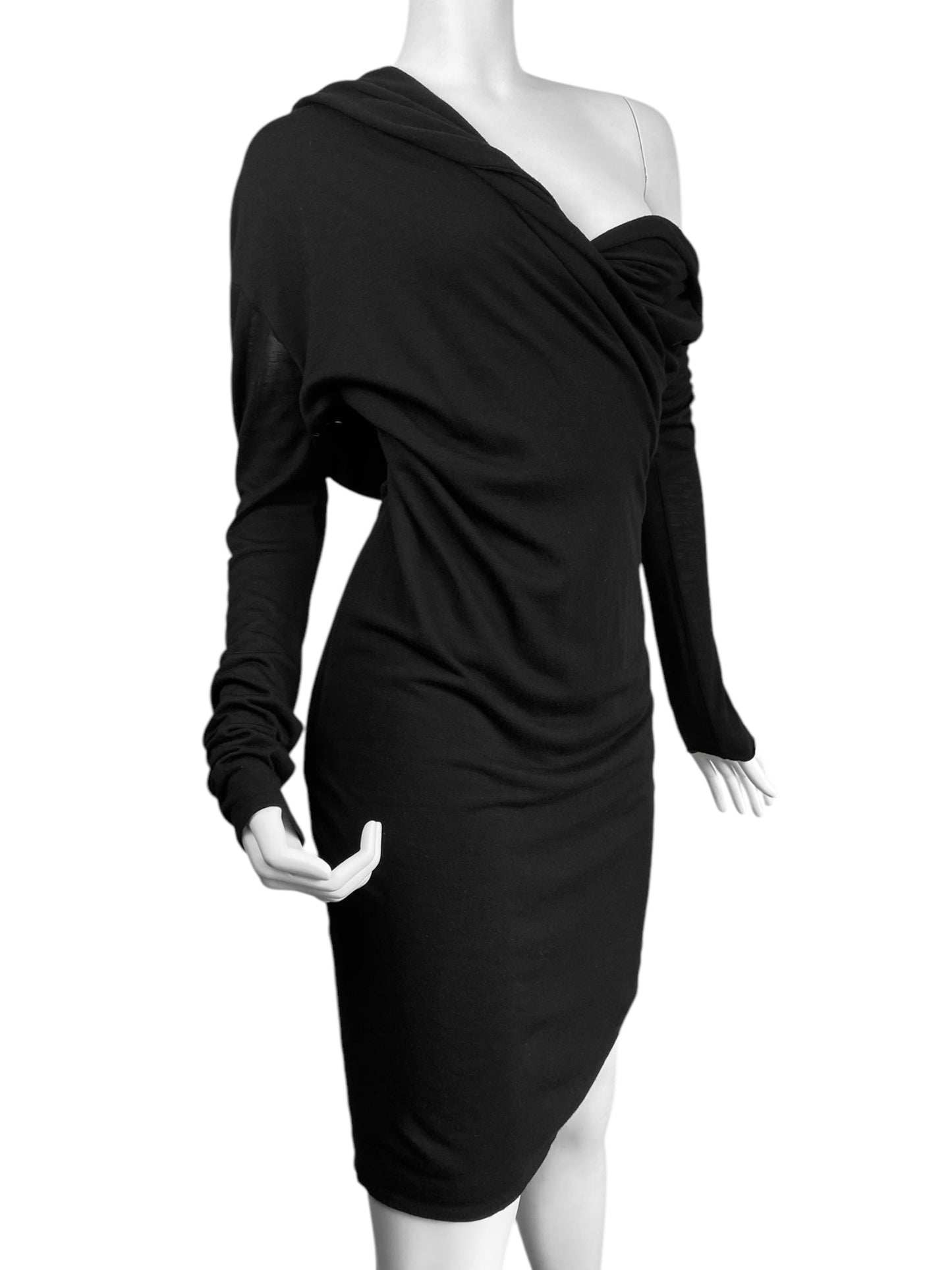 ALEXANDER MCQUEEN FW2008 «THE GIRL WHO LIVED IN A TREE» BLACK HOODED DRESS