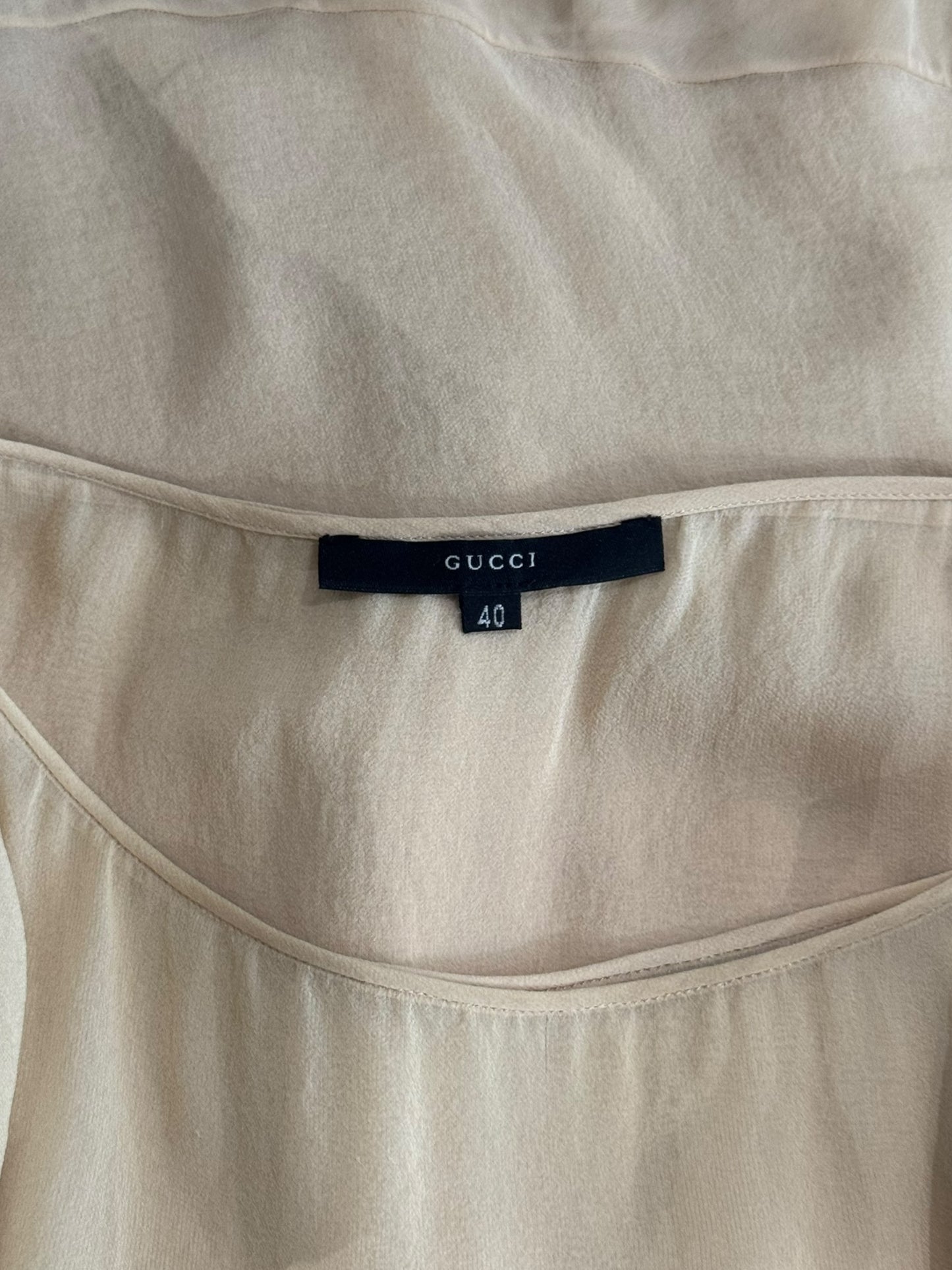 GUCCI SS1999 BY TOM FORD BEIGE SILK RUFFLES HEM TANK TOP