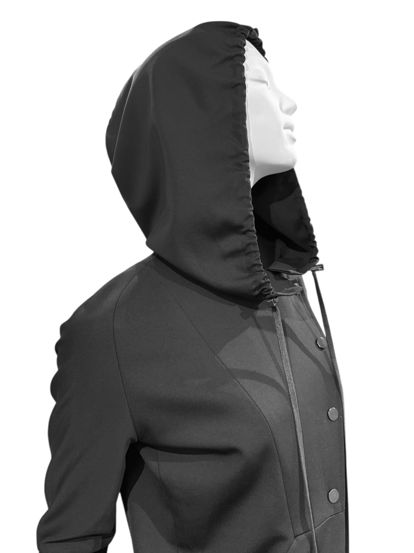 ILARIA NISTRI 2010s BLACK ASYMMETRICAL HOODED JACKET