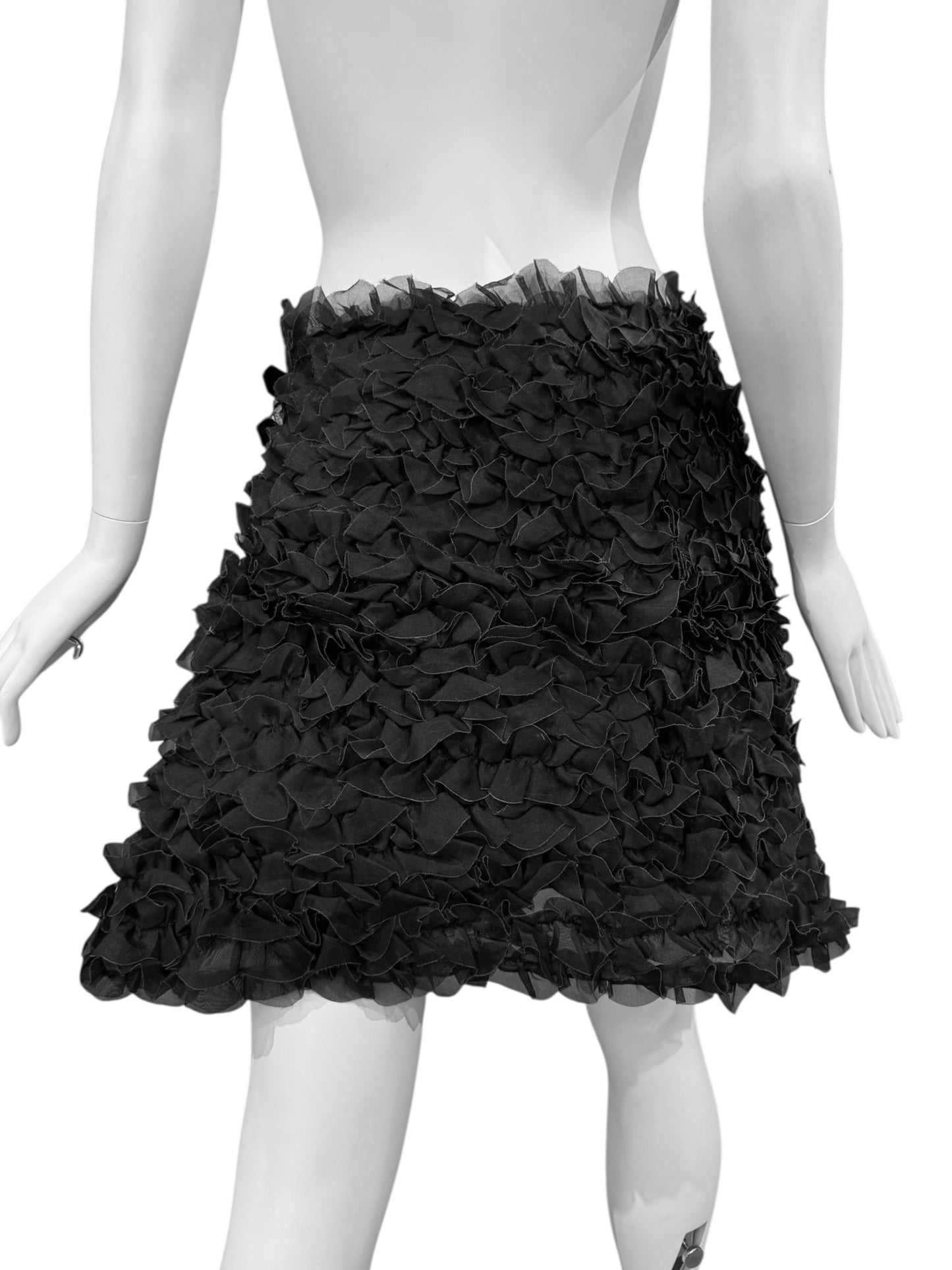 EMPORIO ARMANI SS2008 BLACK SILK RUFFLES MINI SKIRT