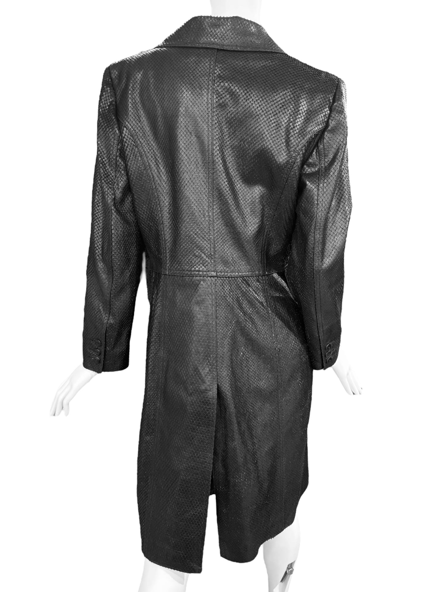 PLEIN SUD 1990s BLACK SNAKESKIN COAT