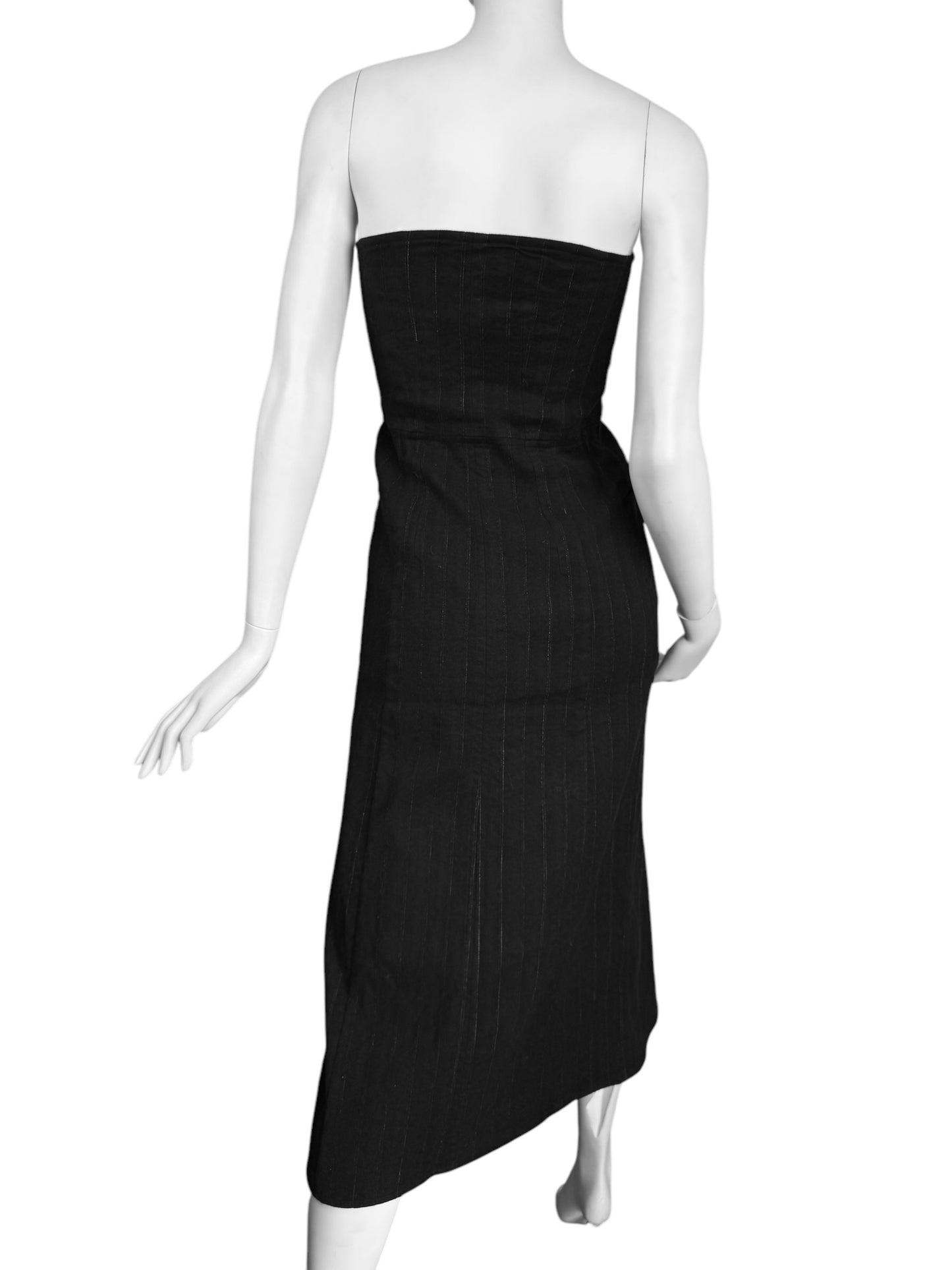 ANN DEMEULEMEESTER FW2018 BY SÉBASTIEN MEUNIER PINSTRIPED DOUBLE BREASTED BUSTIER DRESS