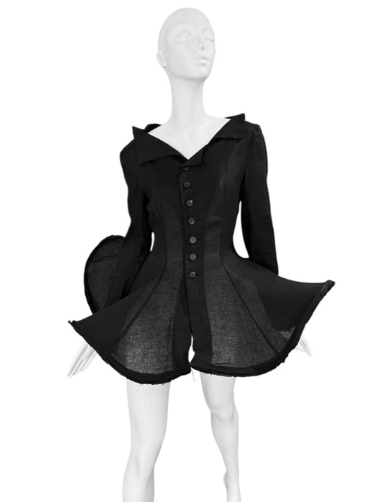 YOHJI YAMAMOTO SS2020 BLACK LINEN SCULPTURAL JACKET