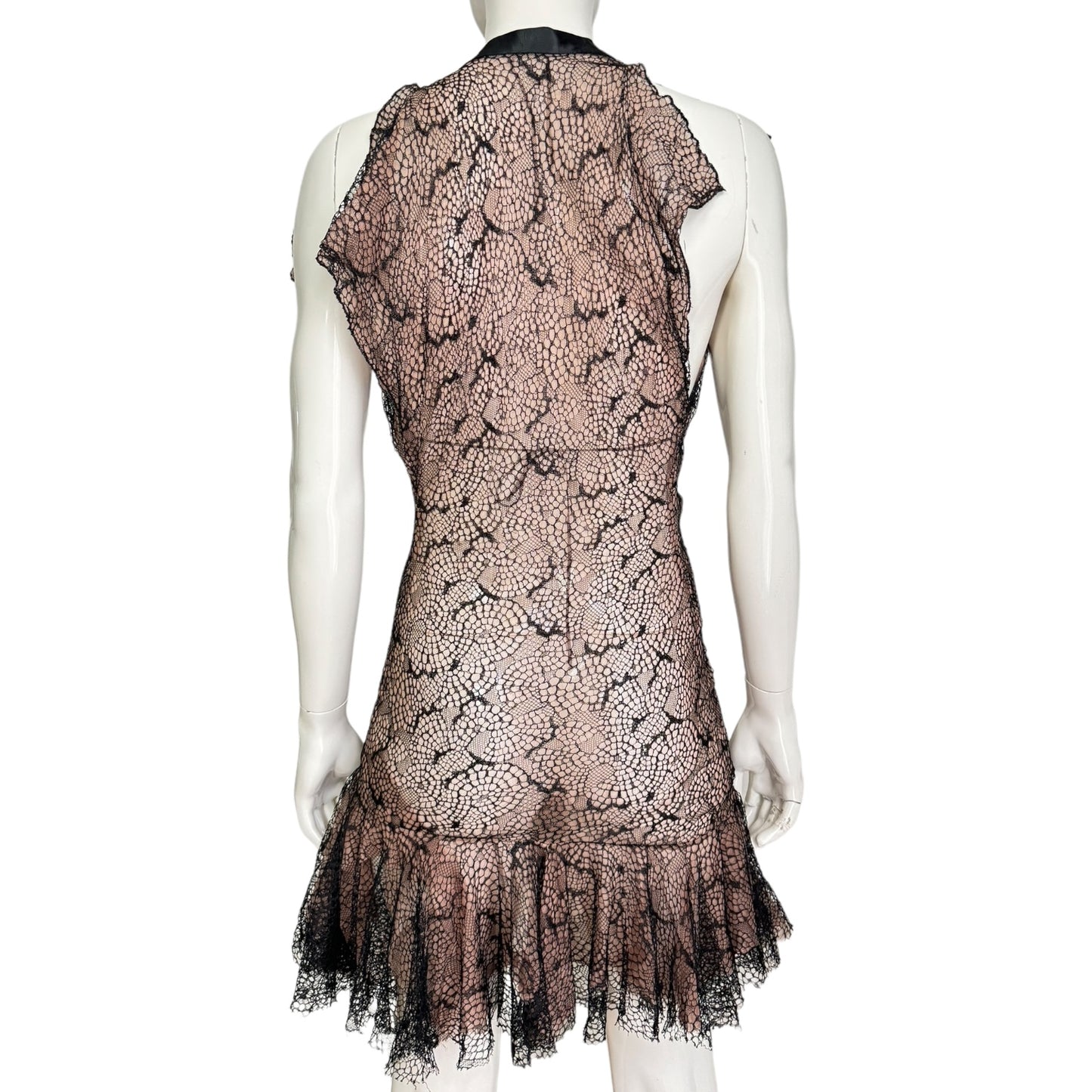 FAYÇAL AMOR SS2004 TULLE & LACE LARGE NECKLINE MINI DRESS (+ MATCHING BRA)