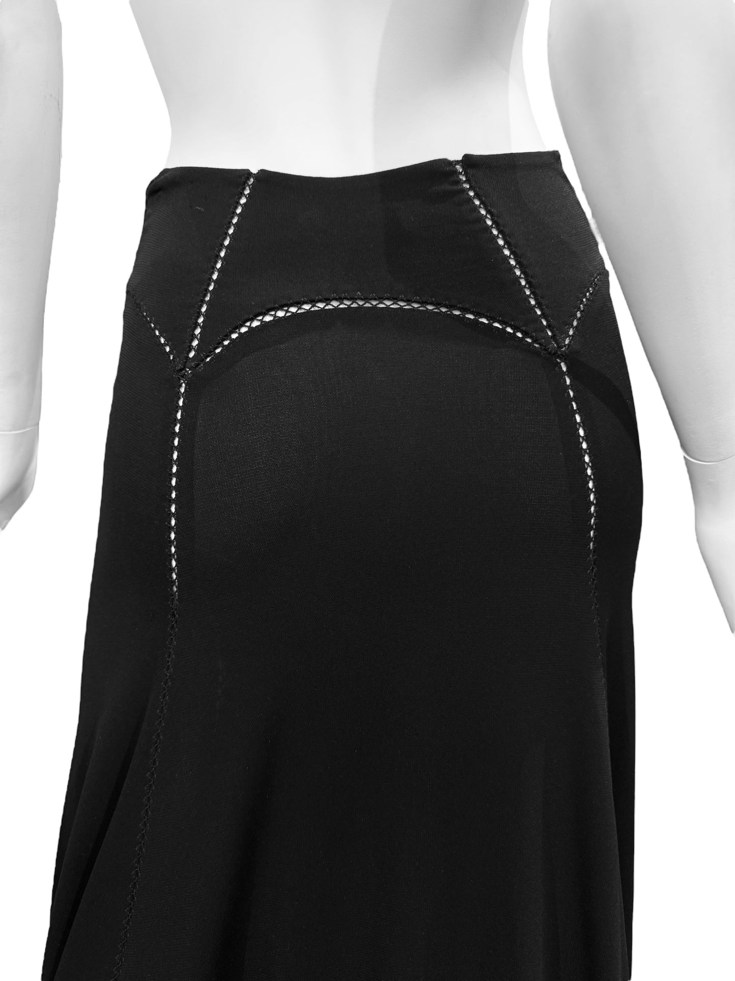 FAYÇAL AMOR SS1993 BLACK PICOT STITCHING MAXI SKIRT