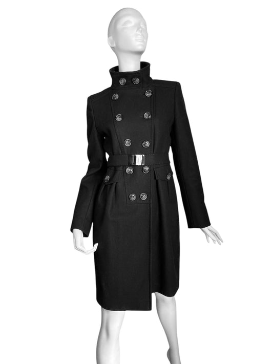 SPORTMAX 2010s BLACK DOUBLE BREASTED OFFICER COAT