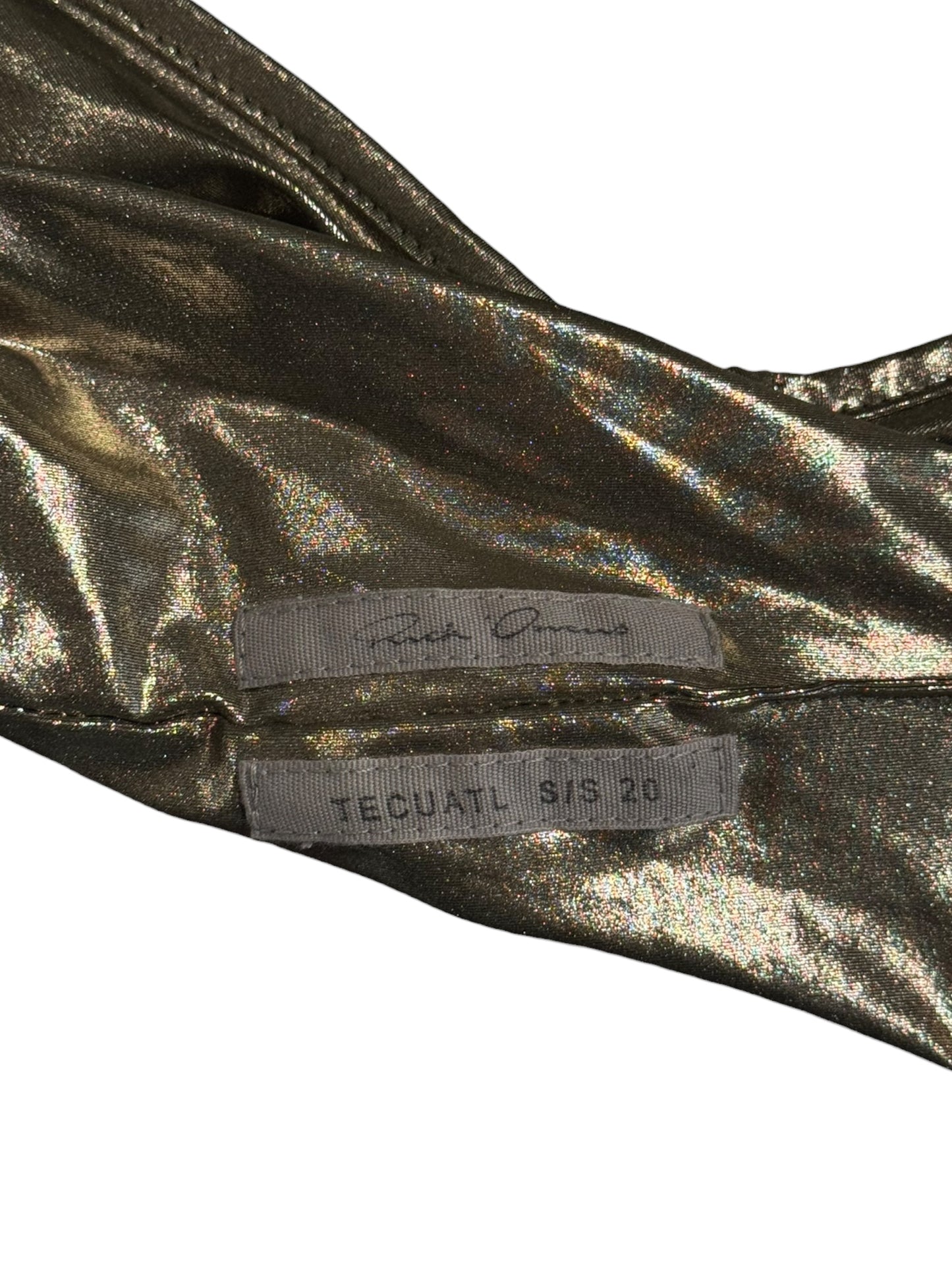RICK OWENS SS2020 «TECUATL» METALLIC GREEN HALTER BRA TOP