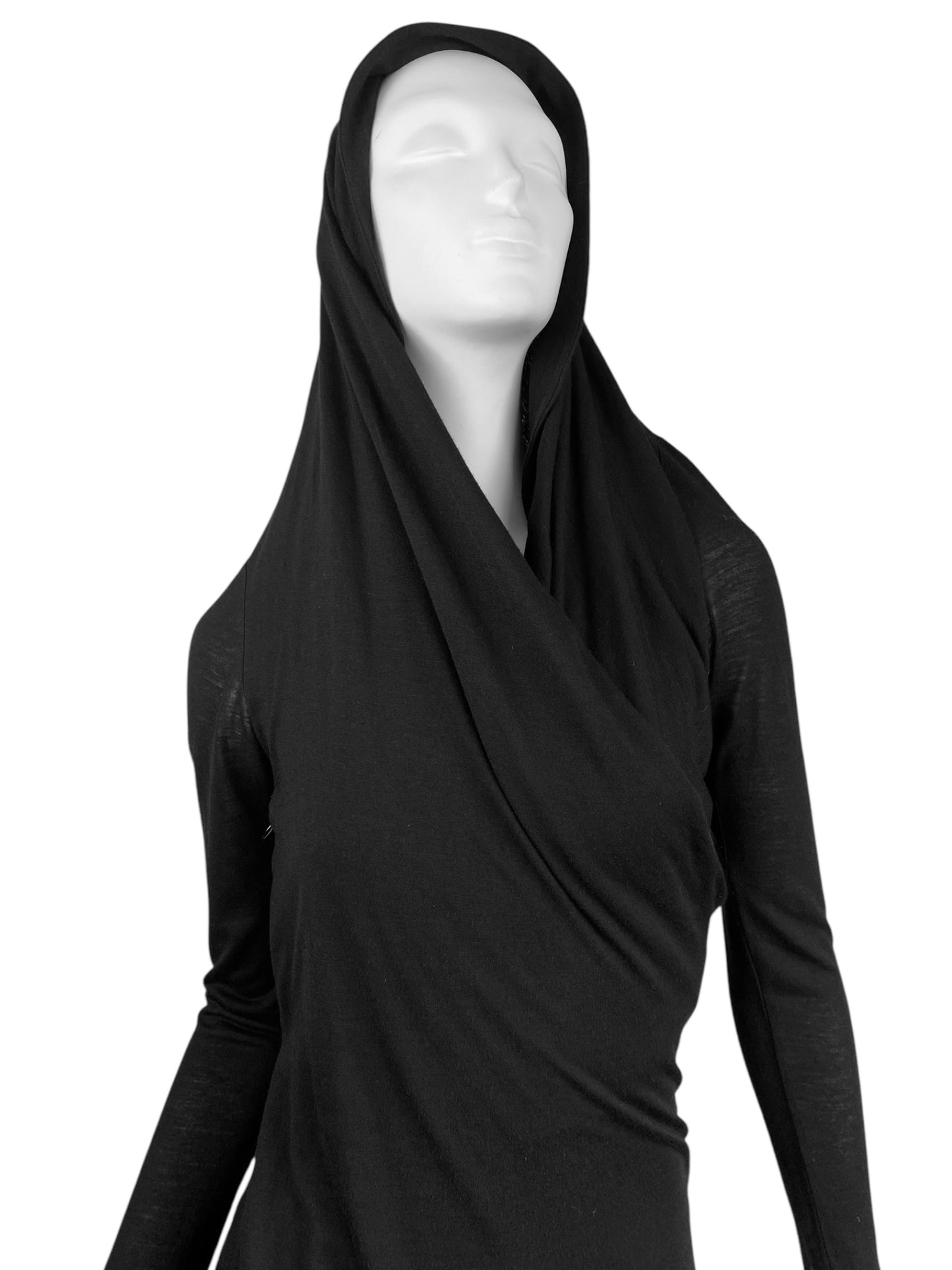 ALEXANDER MCQUEEN FW2008 «THE GIRL WHO LIVED IN A TREE» BLACK HOODED DRESS