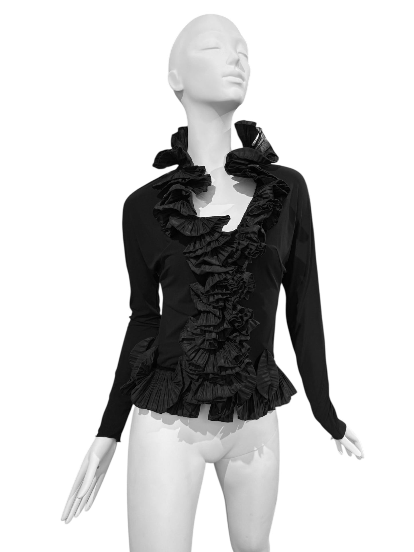 NATHALIE GARÇON 2000s BLACK RUFFLES SHIRT
