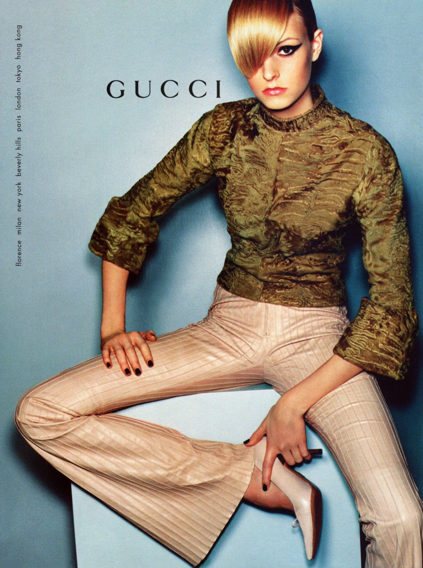 GUCCI FW1999 BY TOM FORD BLACK LEATHER STRIPES FLARED PANTS