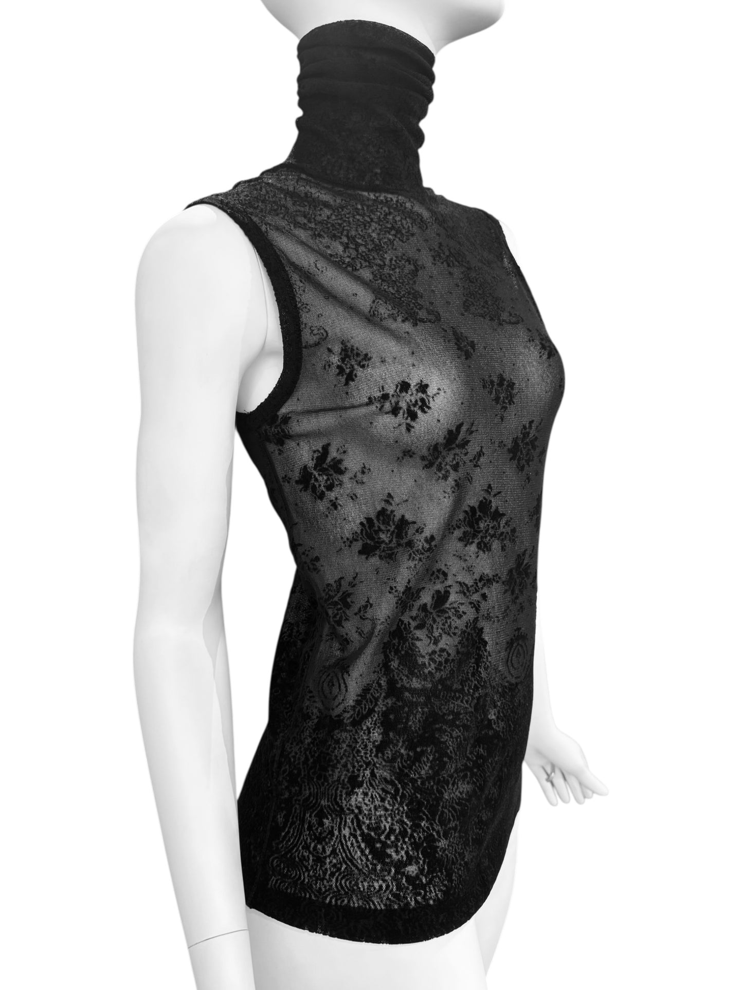 JEAN PAUL GAULTIER 2000s BLACK MESH TATTOO TANK TOP