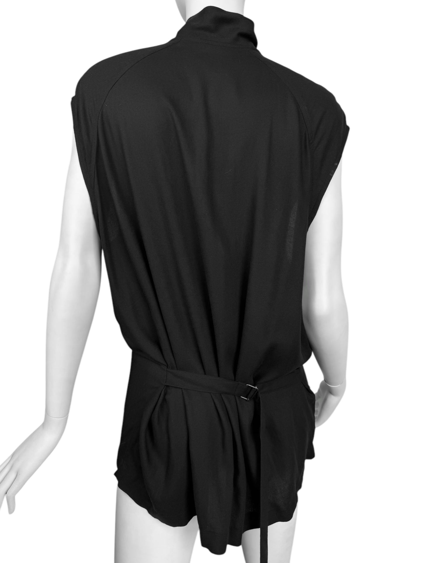 ANN DEMEULEMEESTER 2018 BY SÉBASTIEN MEUNIER BLACK HALF-ZIP TANK TOP