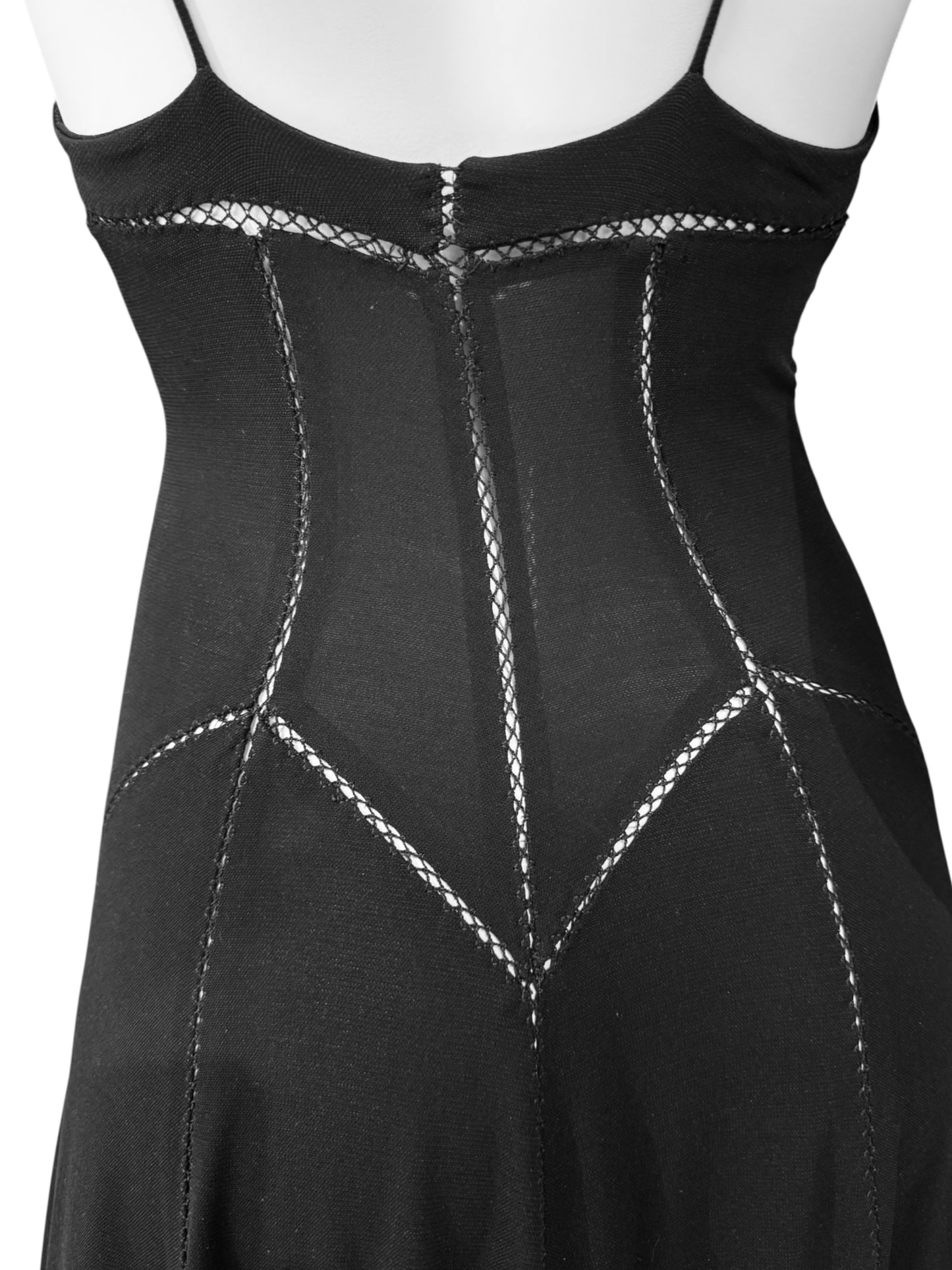 FAYÇAL AMOR SS1993 BLACK PICOT STITCHING MAXI DRESS