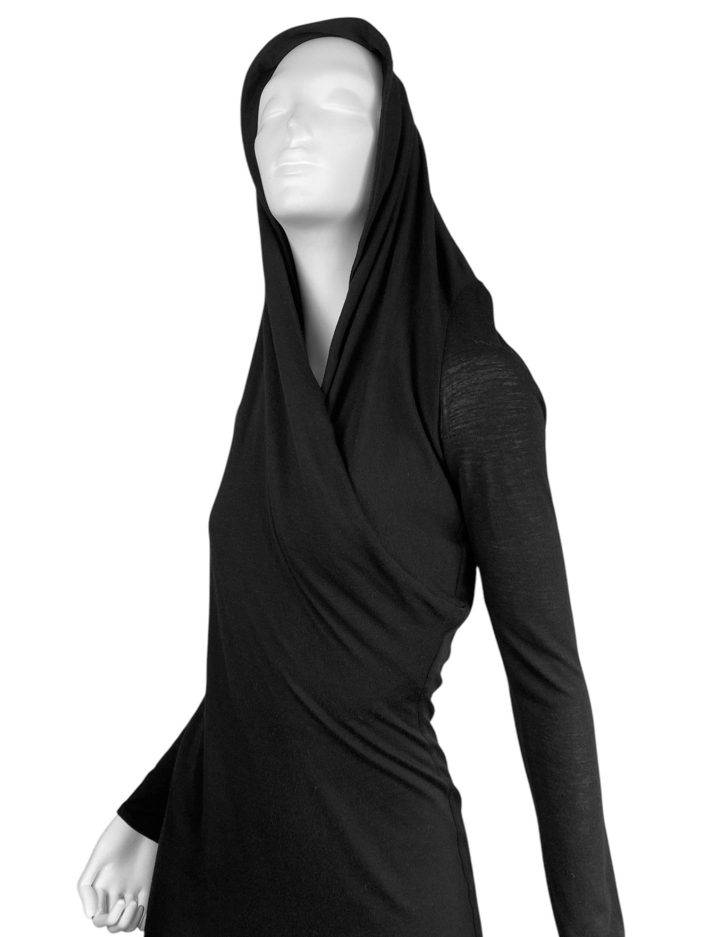 ALEXANDER MCQUEEN FW2008 «THE GIRL WHO LIVED IN A TREE» BLACK HOODED DRESS