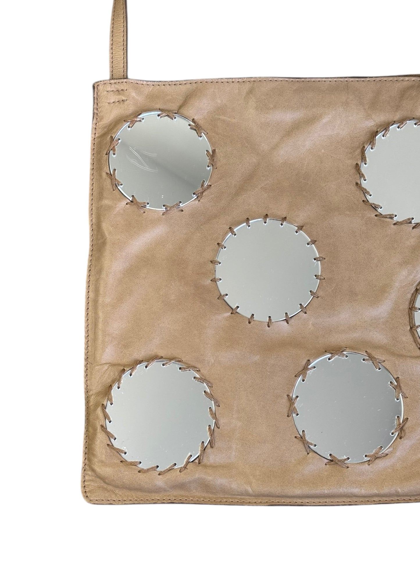 PRADA SS1999 BEIGE LEATHER MIRROR CROSSBODY MESSENGER BAG