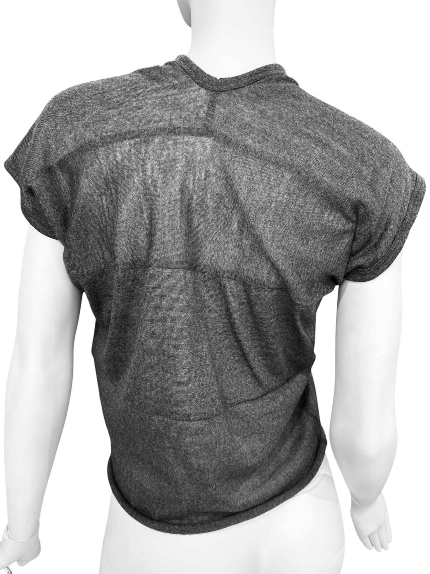 COMME DES GARÇONS 2000s GREY WOOL ASYMMETRICAL DECONSTRUCTED TOP