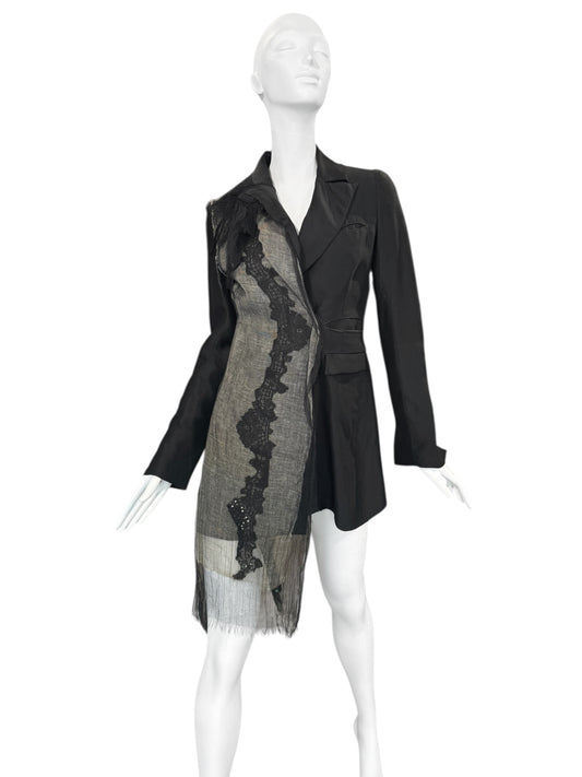 MARC LE BIHAN 1994 BLACK ASYMMETRICAL EMBELLISHED BLAZER