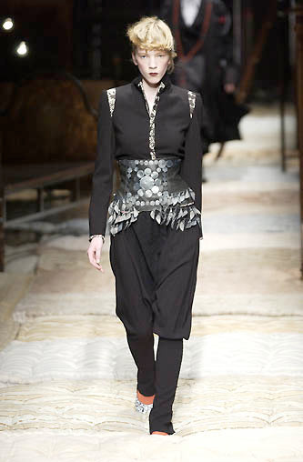 ANTONIO MARRAS FW2002 BROWN LEATHER & METAL EMBELLISHED ARTISANAL CORSET