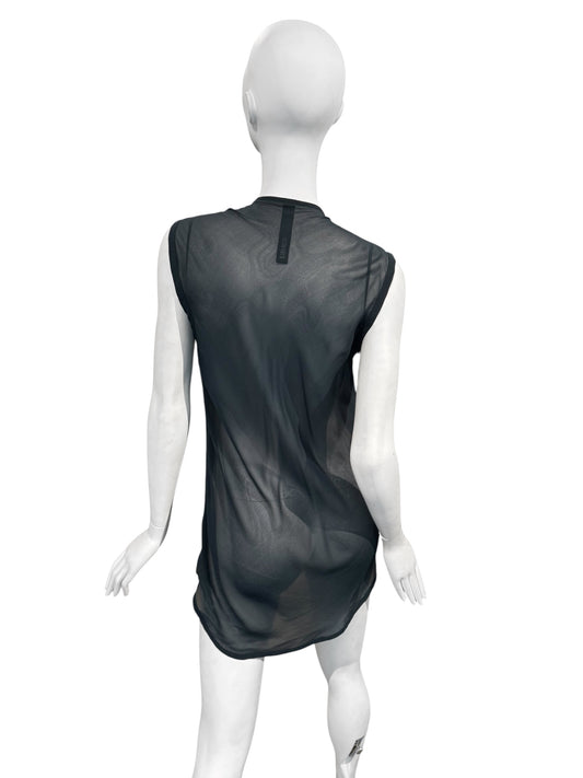 ILARIA NISTRI 2010s NAVY & BLACK SILK & LEATHER TANK TOP
