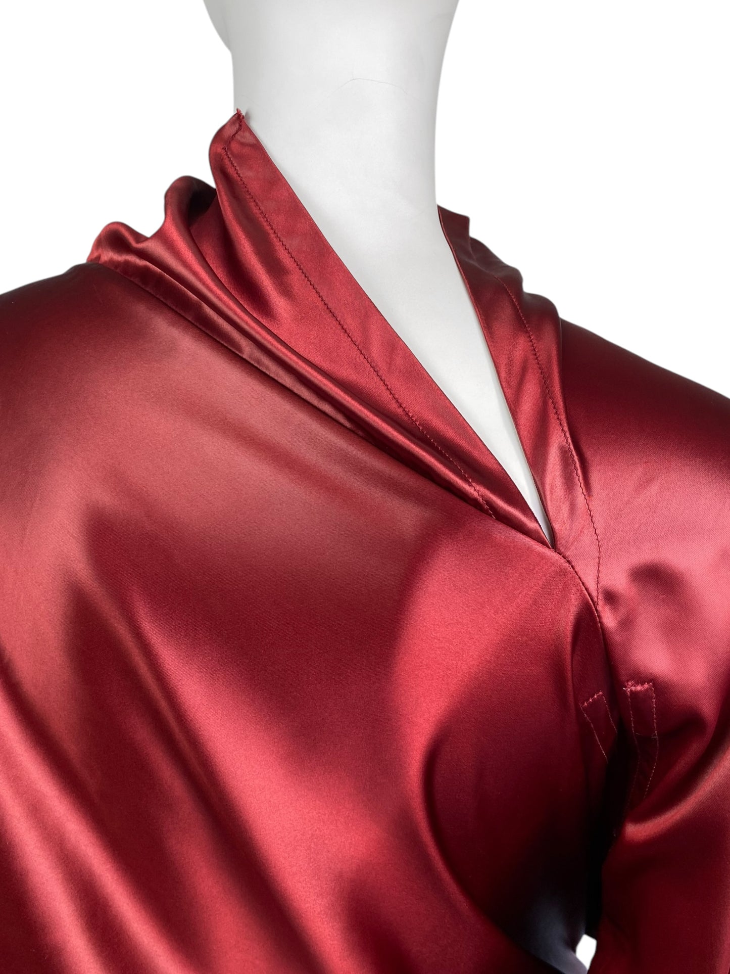 RICK OWENS FW2020 RED SATIN DRAPED GOWN