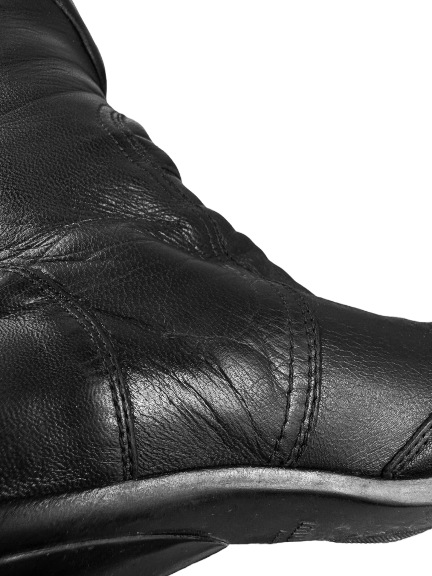 MIU MIU FW1999 BLACK LEATHER BIKER BOOTS
