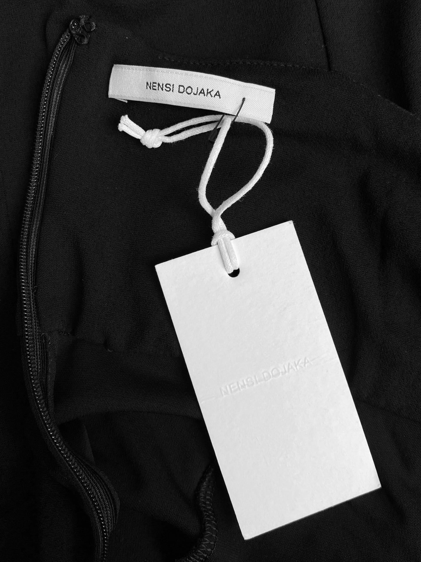 NENSI DOJAKA SS2023 BLACK ASYMMETRICAL STRAPS MINI DRESS