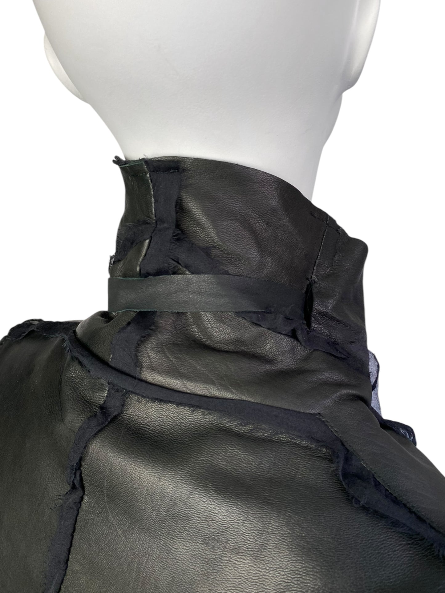 SHARON WAUCHOB FW2006 GREY LEATHER SILK TRIM ARTISANAL JACKET