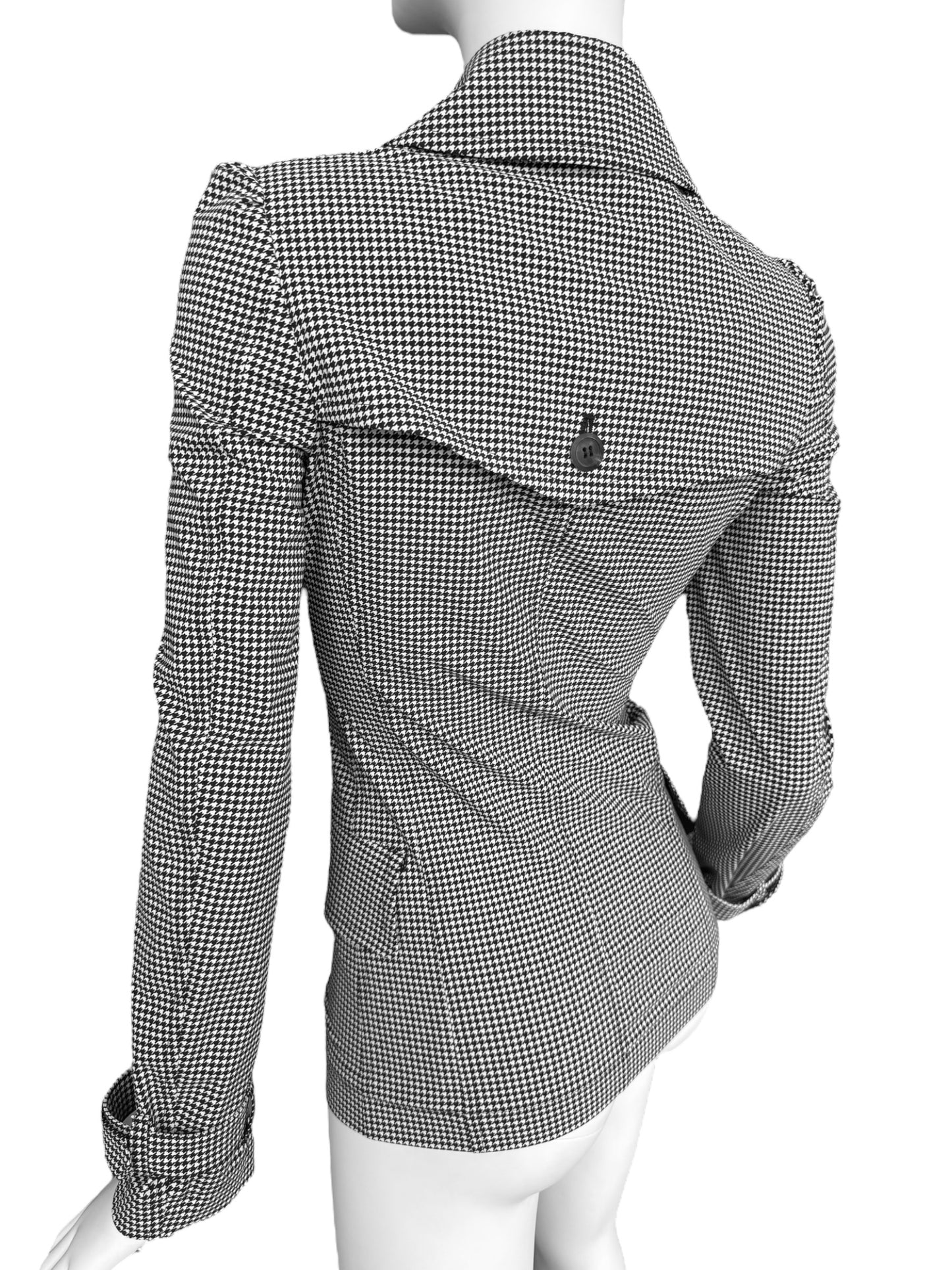 JUNYA WATANABE SS2010 BLACK & WHITE HOUNDSTOOTH DOUBLE BREASTED TRENCH JACKET
