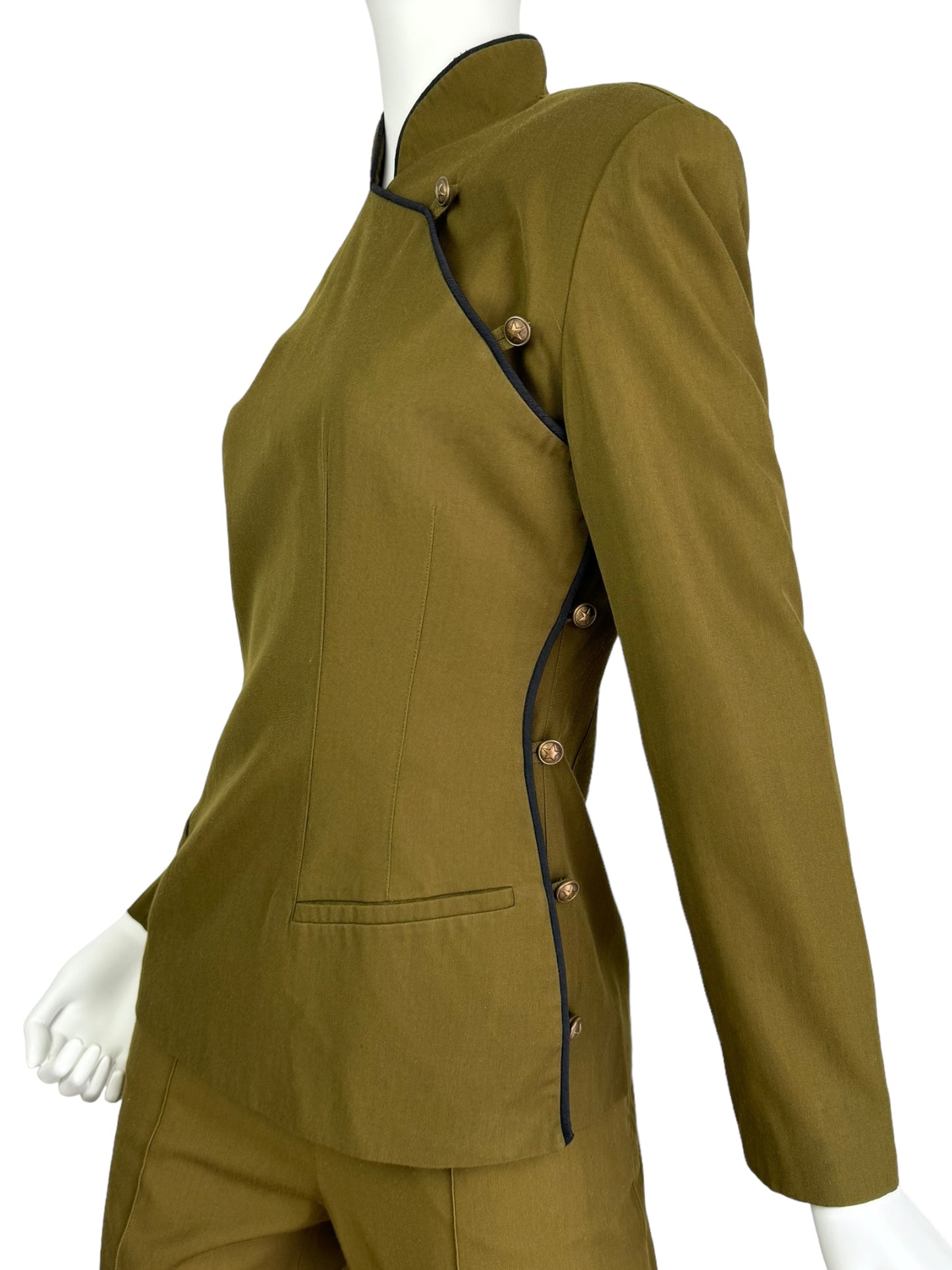 PLEIN SUD 1980s OLIVE GREEN BLAZER