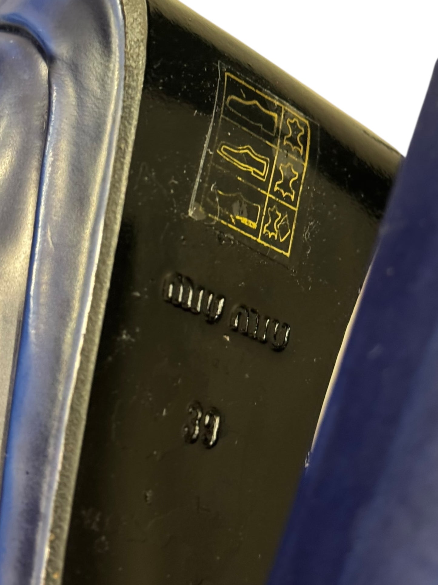 MIU MIU FW2012 BLUE LEATHER PLATFORM LOAFER HEELS