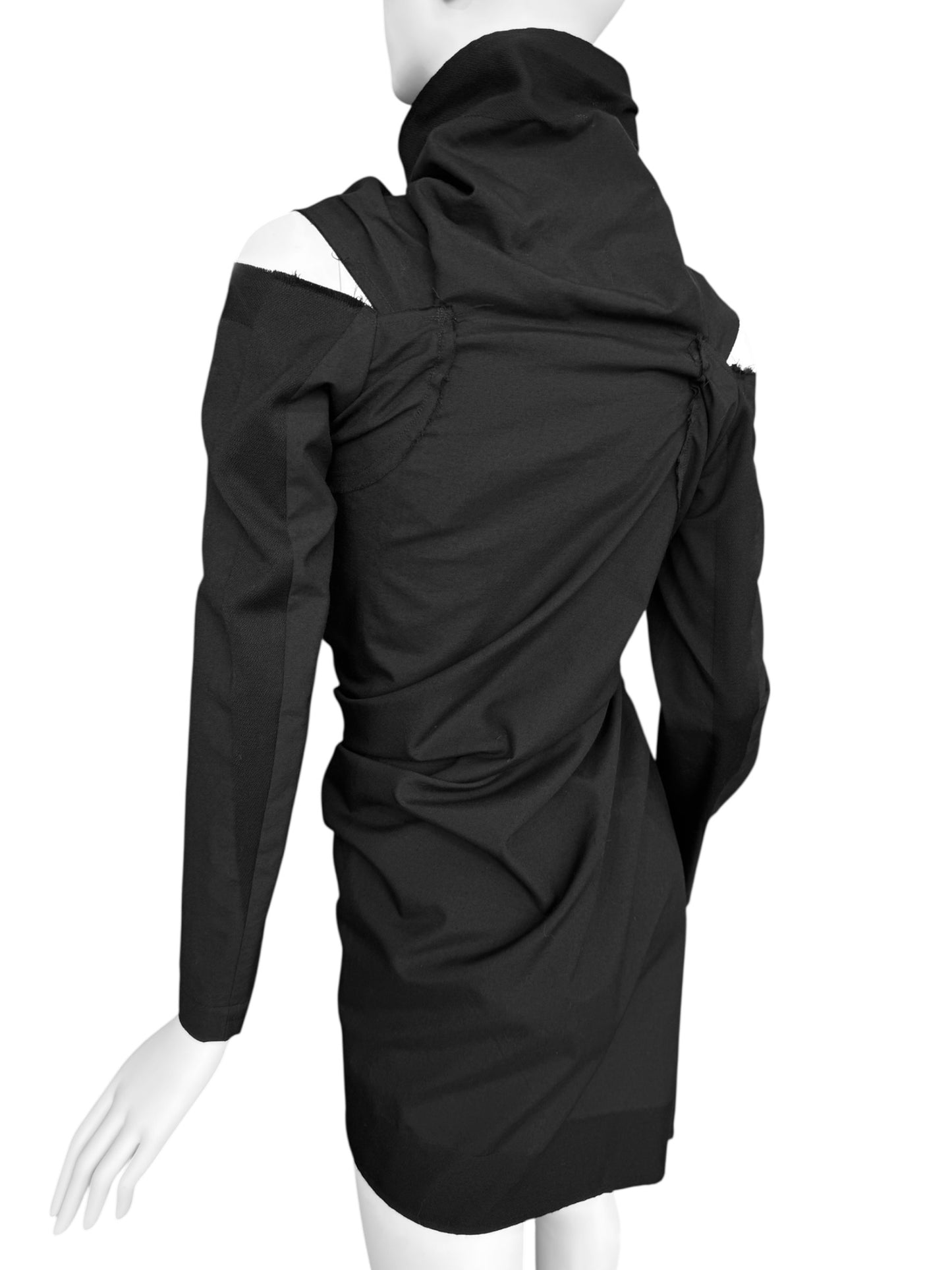 COMME DES GARÇONS FW2003 BLACK WOOL ASYMMETRICAL ZIP JACKET