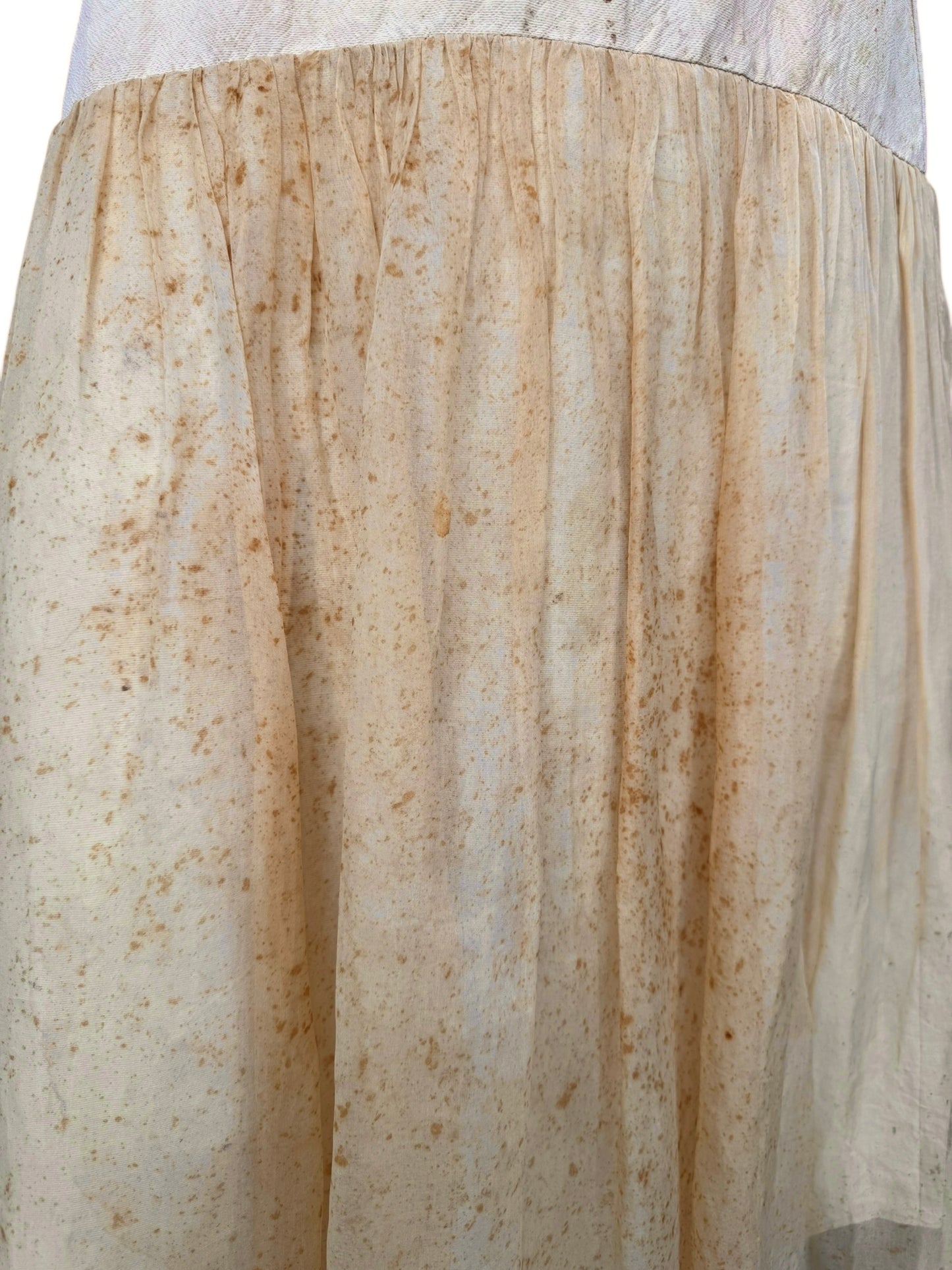 UMA WANG SS2019 YELLOW LINEN & SILK STAINED A-LINE MAXI DRESS