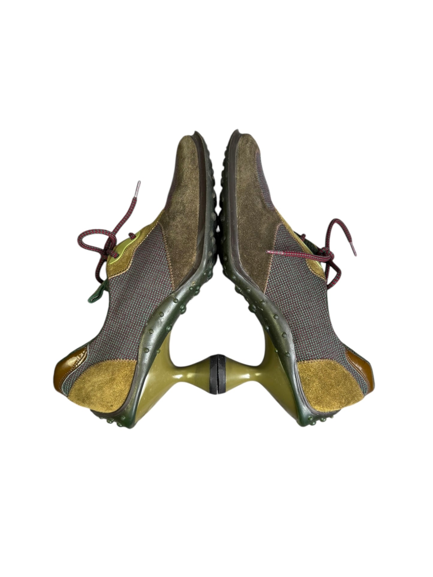 MIU MIU FW1999 KHAKI LEATHER BUBBLE SOLE HEELS