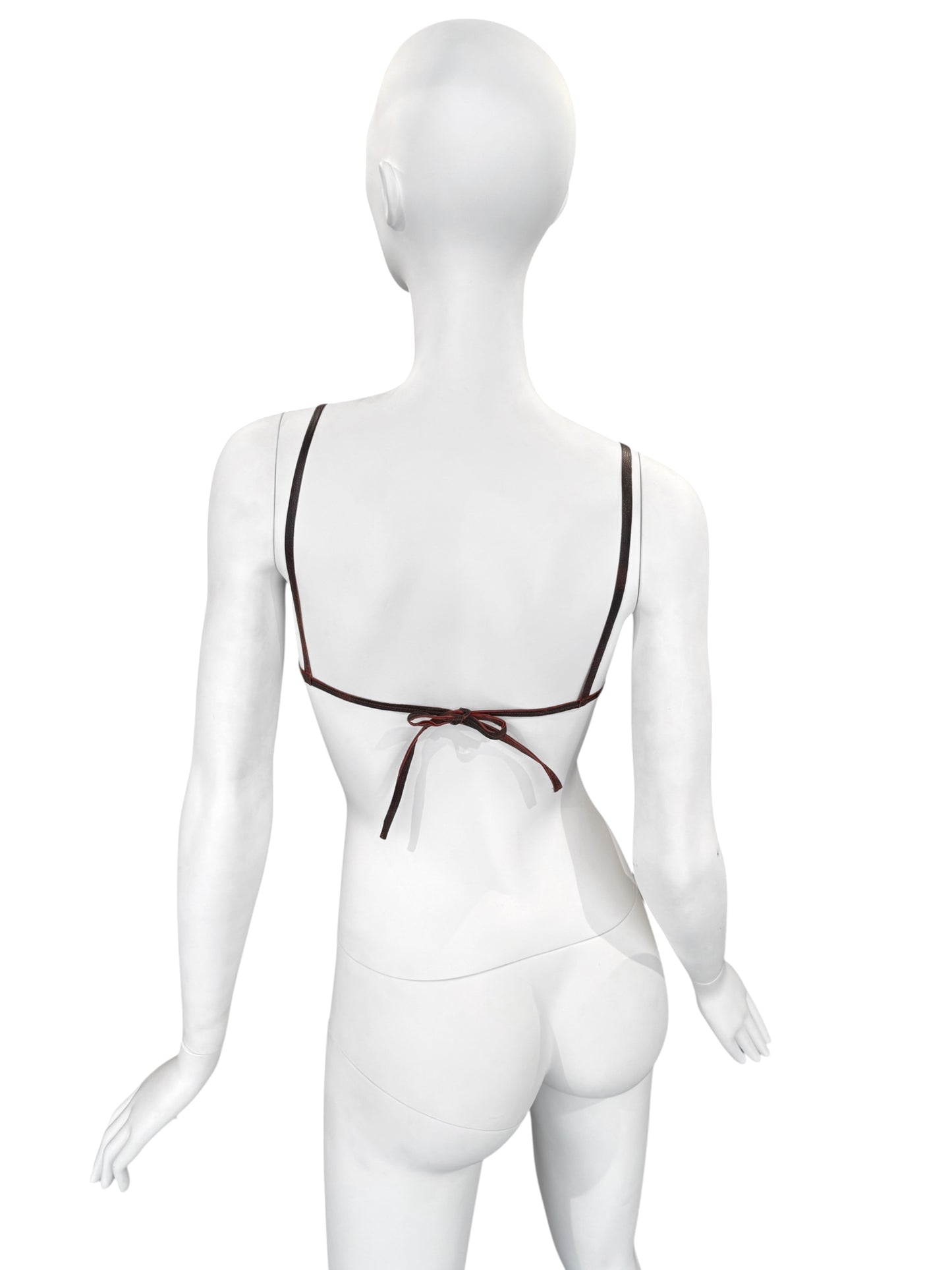 FAYÇAL AMOR SS1993 BROWN TIE & DYE LEATHER BRA