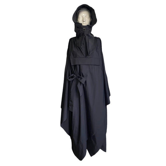 MAISON MARGIELA FW2018 BY GALLIANO BLACK NYLON HOODED COAT DRESS