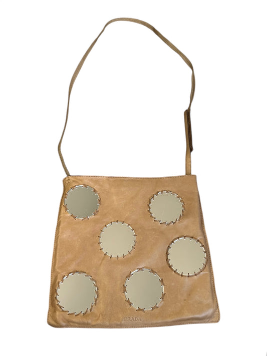 PRADA SS1999 BEIGE LEATHER MIRROR CROSSBODY MESSENGER BAG
