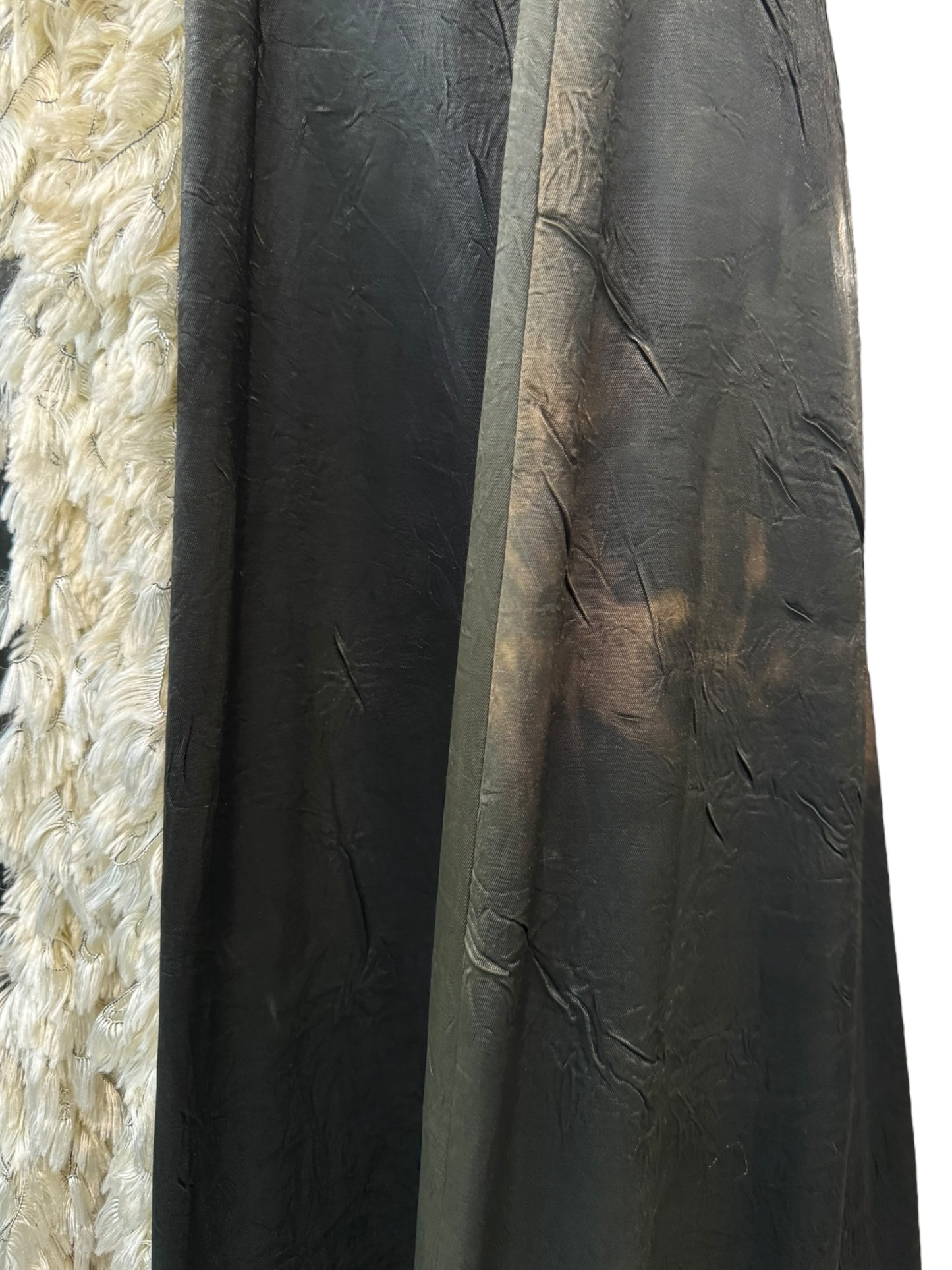 FAYÇAL AMOR FW1994 DARK GREEN FEATHERS COLLAR MAXI DRESS/COAT