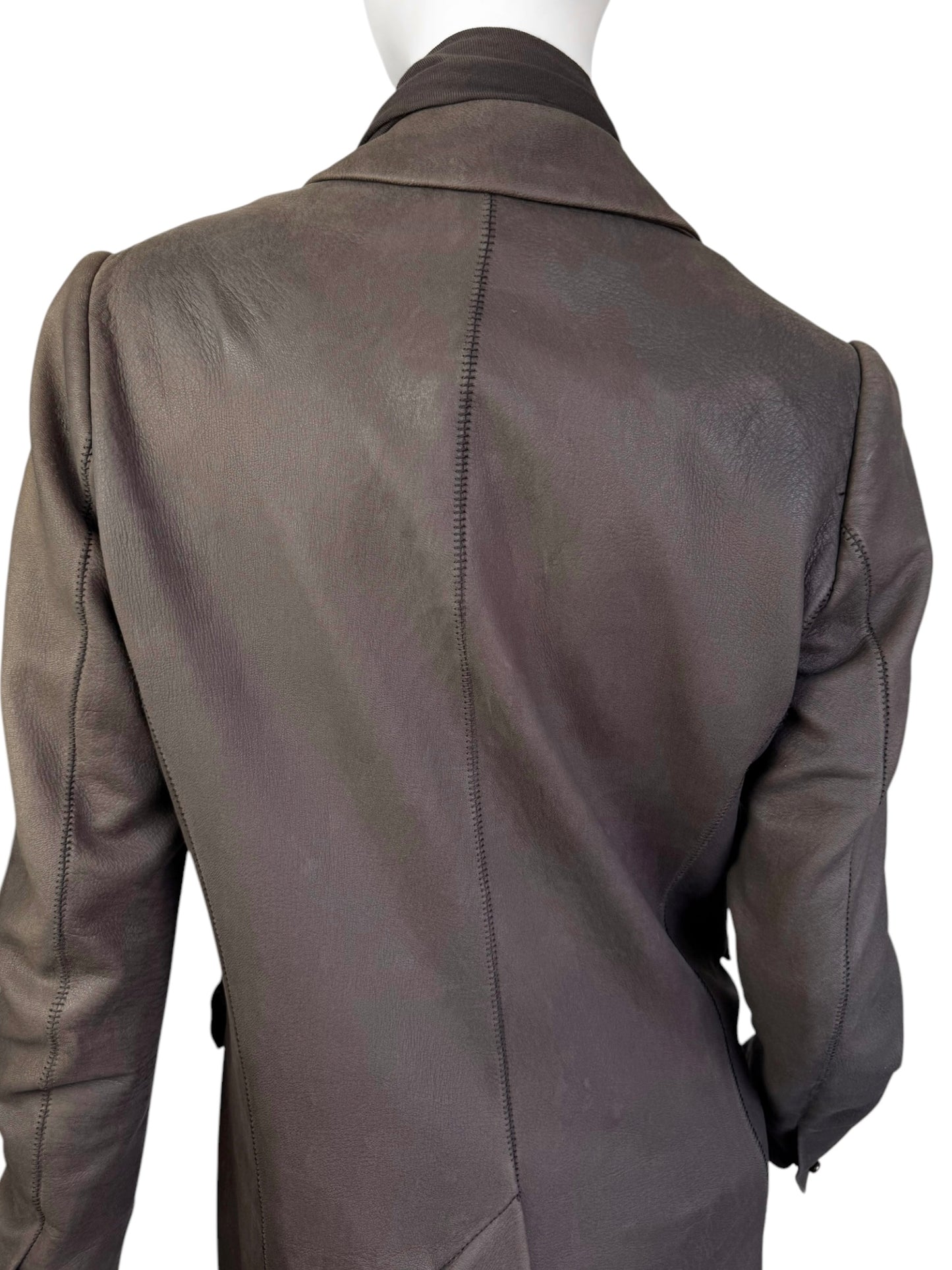 ISAAC SELLAM 2010s BROWN LEATHER SCARF COAT