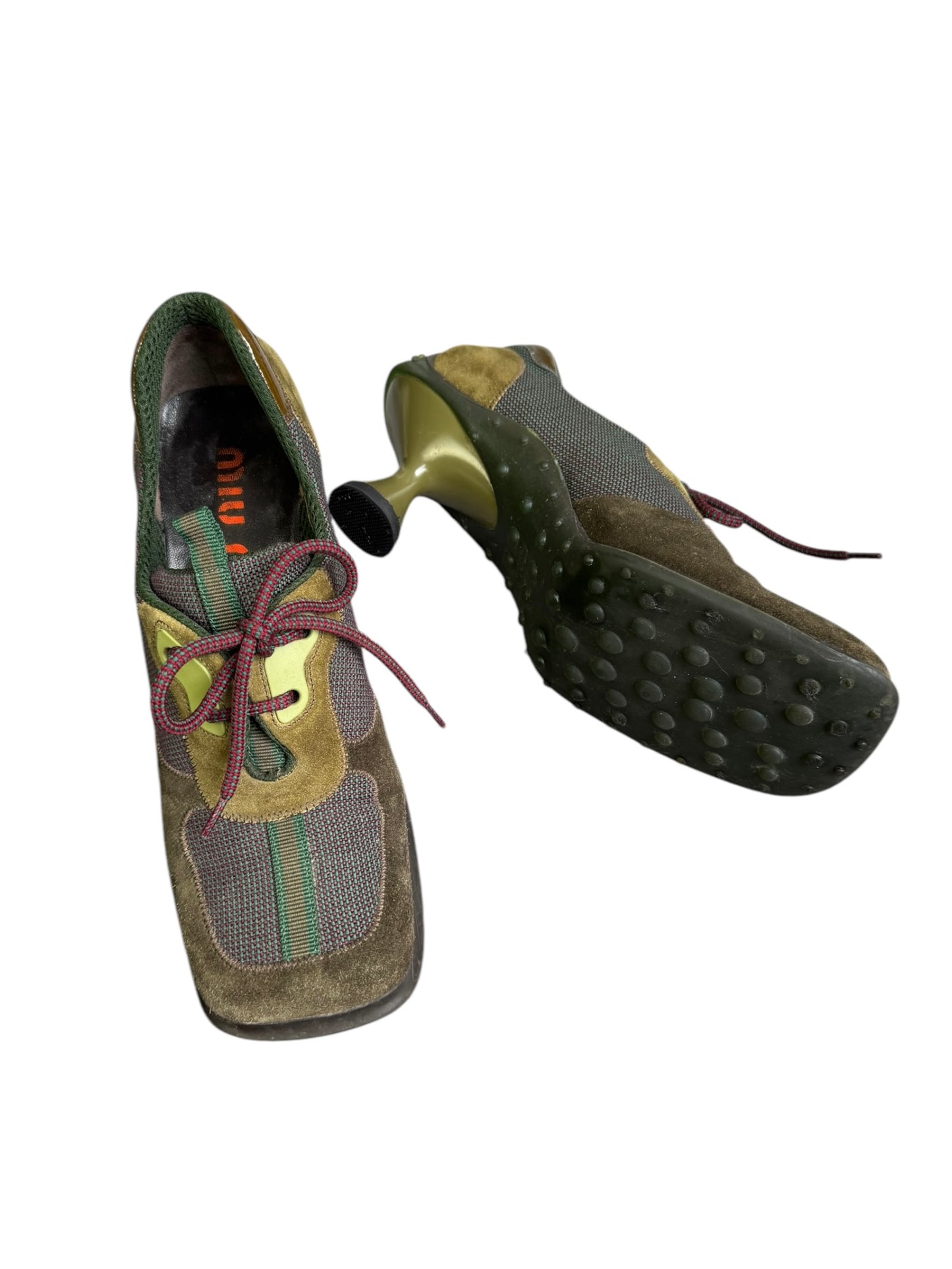 MIU MIU FW1999 KHAKI LEATHER BUBBLE SOLE HEELS