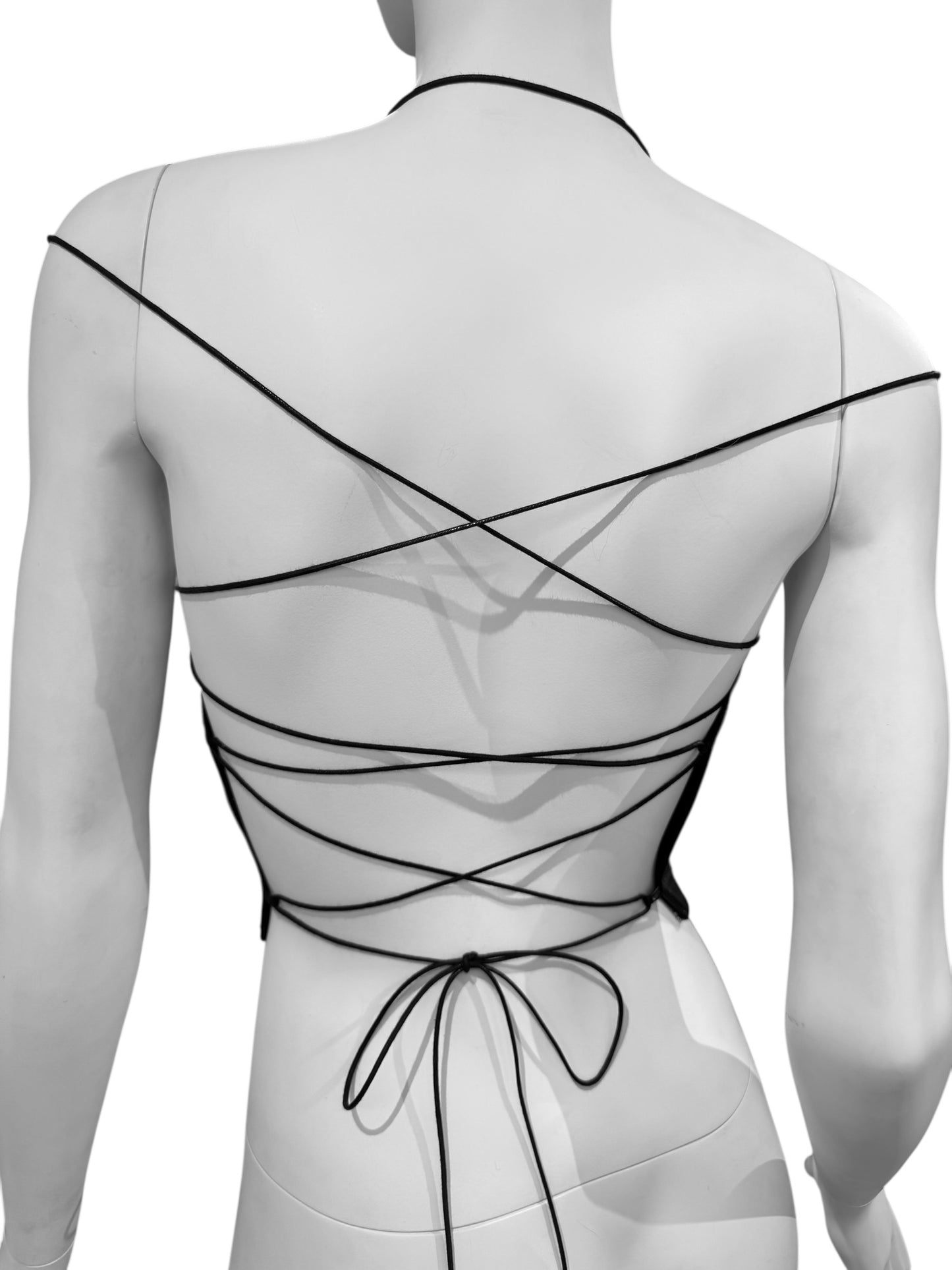 PLEIN SUD SS1994 BLACK LEATHER LACE-UP CORSET