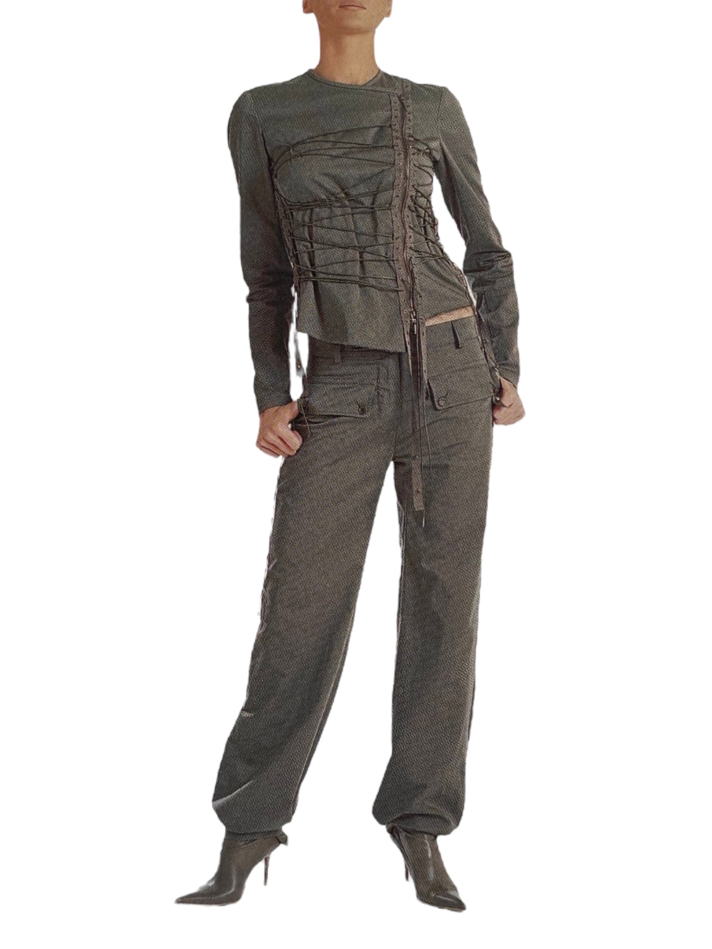 PLEIN SUD SS2003 BLACK LACE-UP BONDAGE JACKET