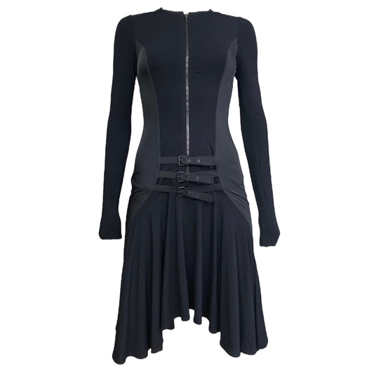 PLEIN SUD FW2004 BLACK MULTI BELTS DRESS