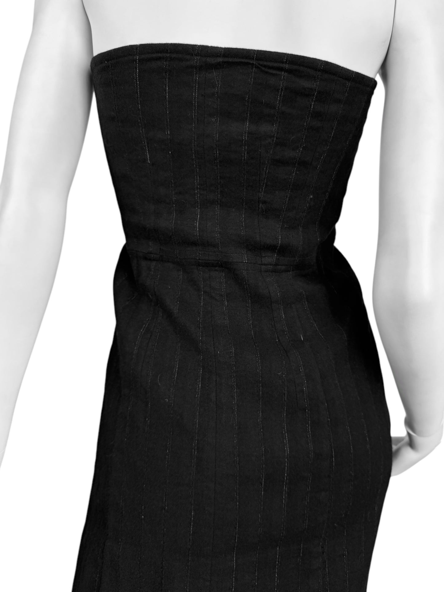 ANN DEMEULEMEESTER FW2018 BY SÉBASTIEN MEUNIER PINSTRIPED DOUBLE BREASTED BUSTIER DRESS
