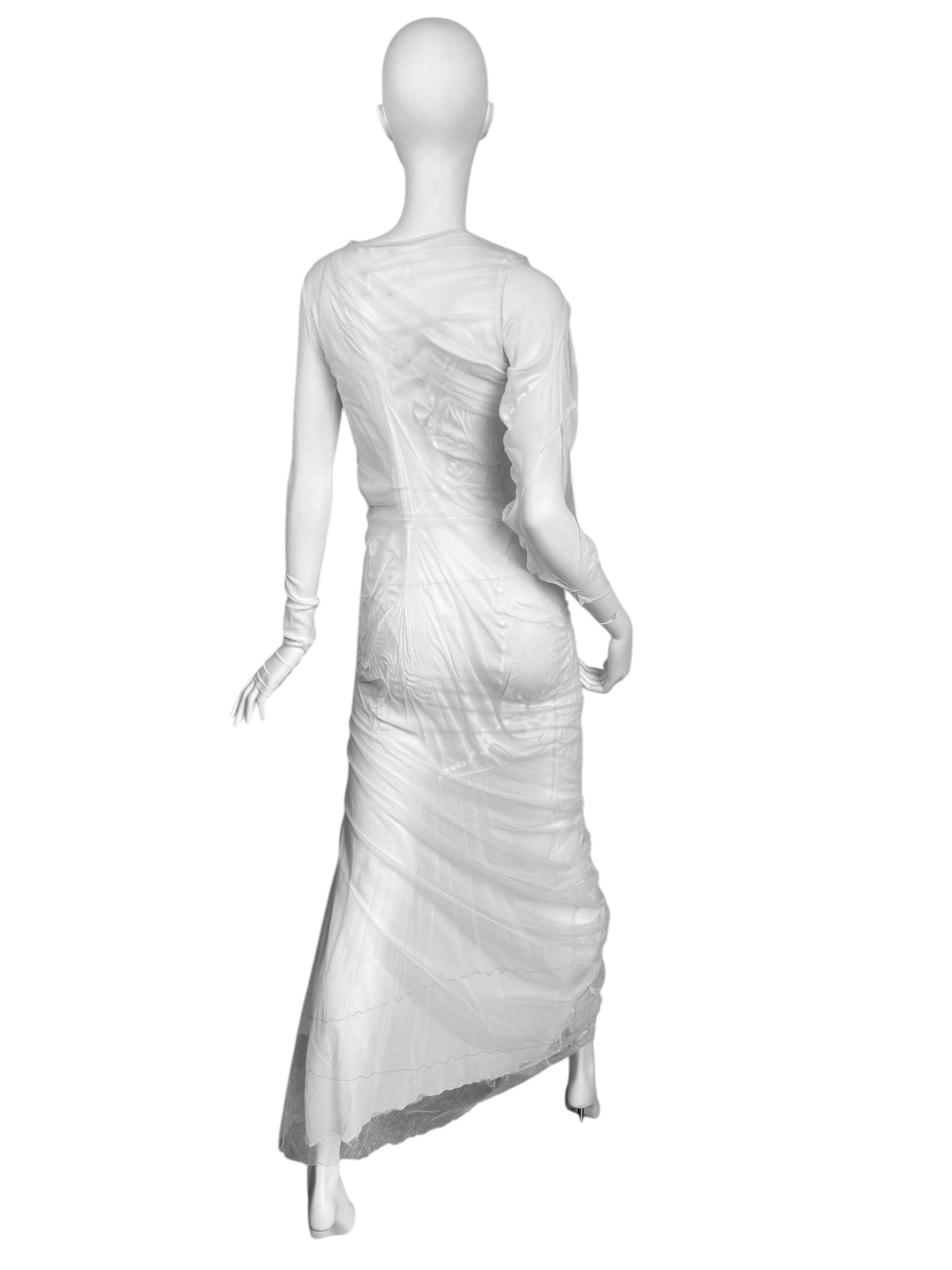 MAISON MARGIELA SS2021 BY GALLIANO WHITE SILK « WET » BRIDAL MAXI DRESS