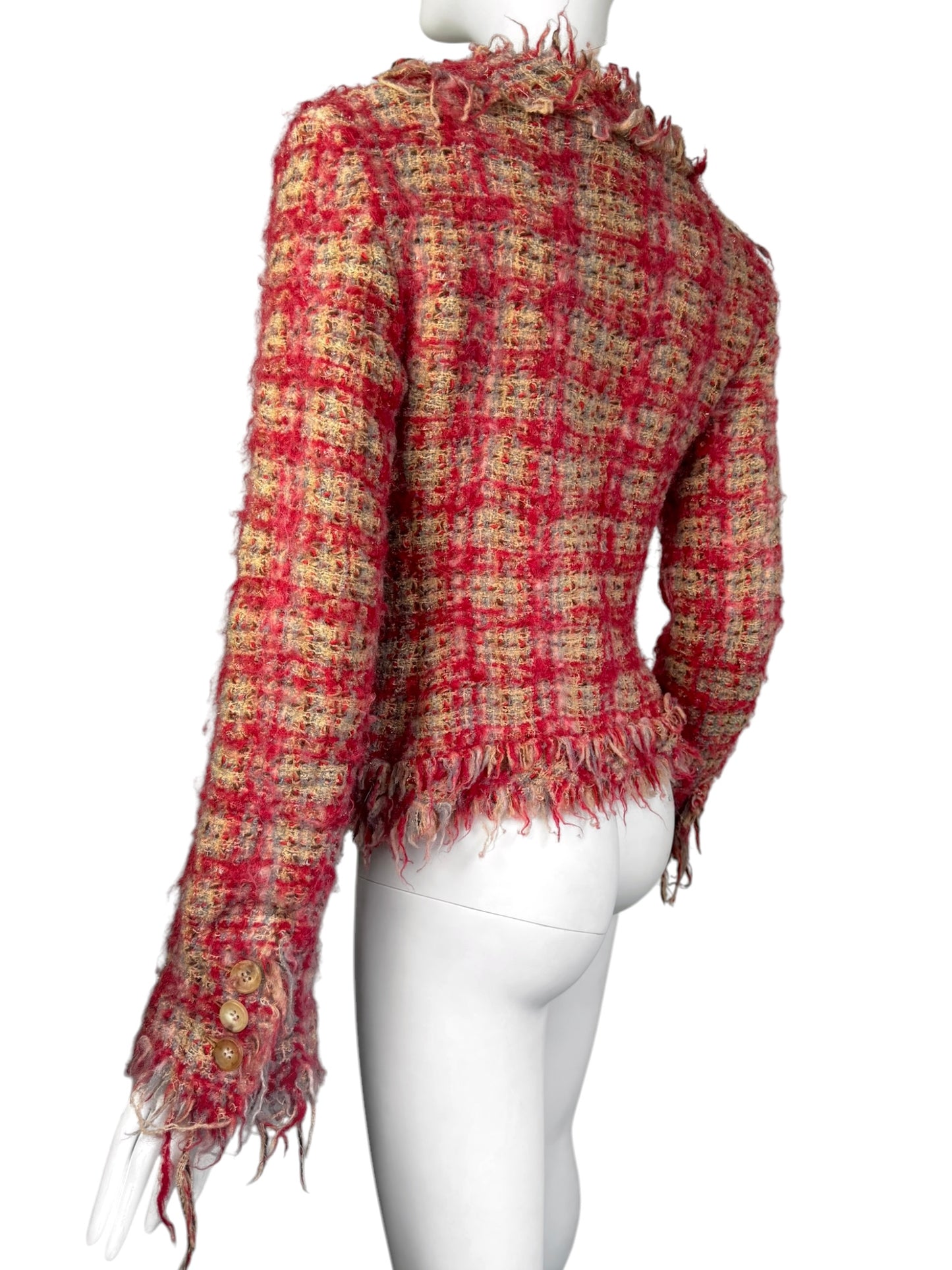 JUNYA WATANABE FW2003 RED DISTRESS TWEED JACKET